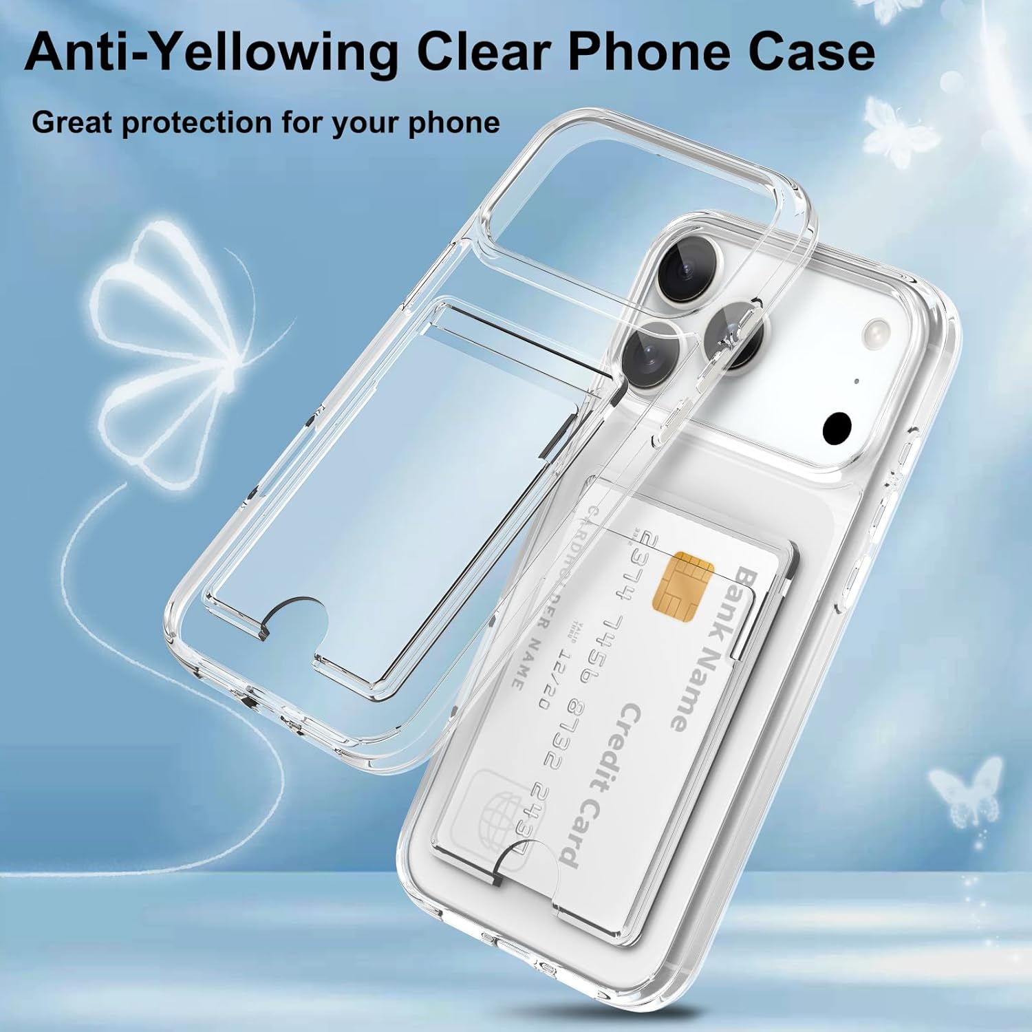 Gukalong Wallet Case for iPhone 17 Pro Max 6.9 Inch Hard PC Heavy Duty Shockproof Protection Anti-Scratch Phone Cover with Credit Card Holder ID Card Slot Anti-Yellowing Clear Case for Women Men - Image 5