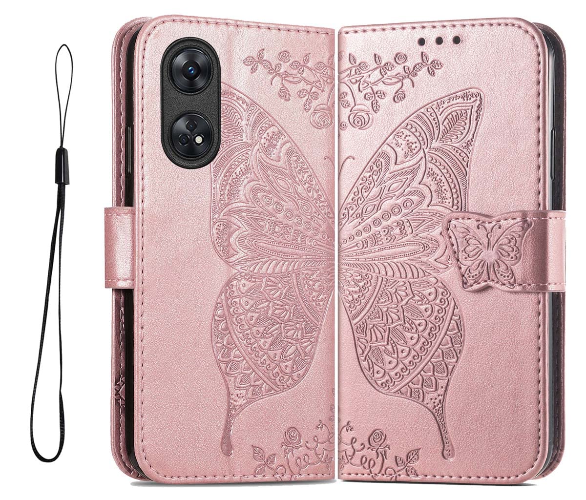 Cover In Pelle Per Oppo Reno 8 T (Reno8 T) - Custodia Portafoglio Con Slot Per Schede, Funzione Cavalletto, Chiusura Magnetica - Blu - 2