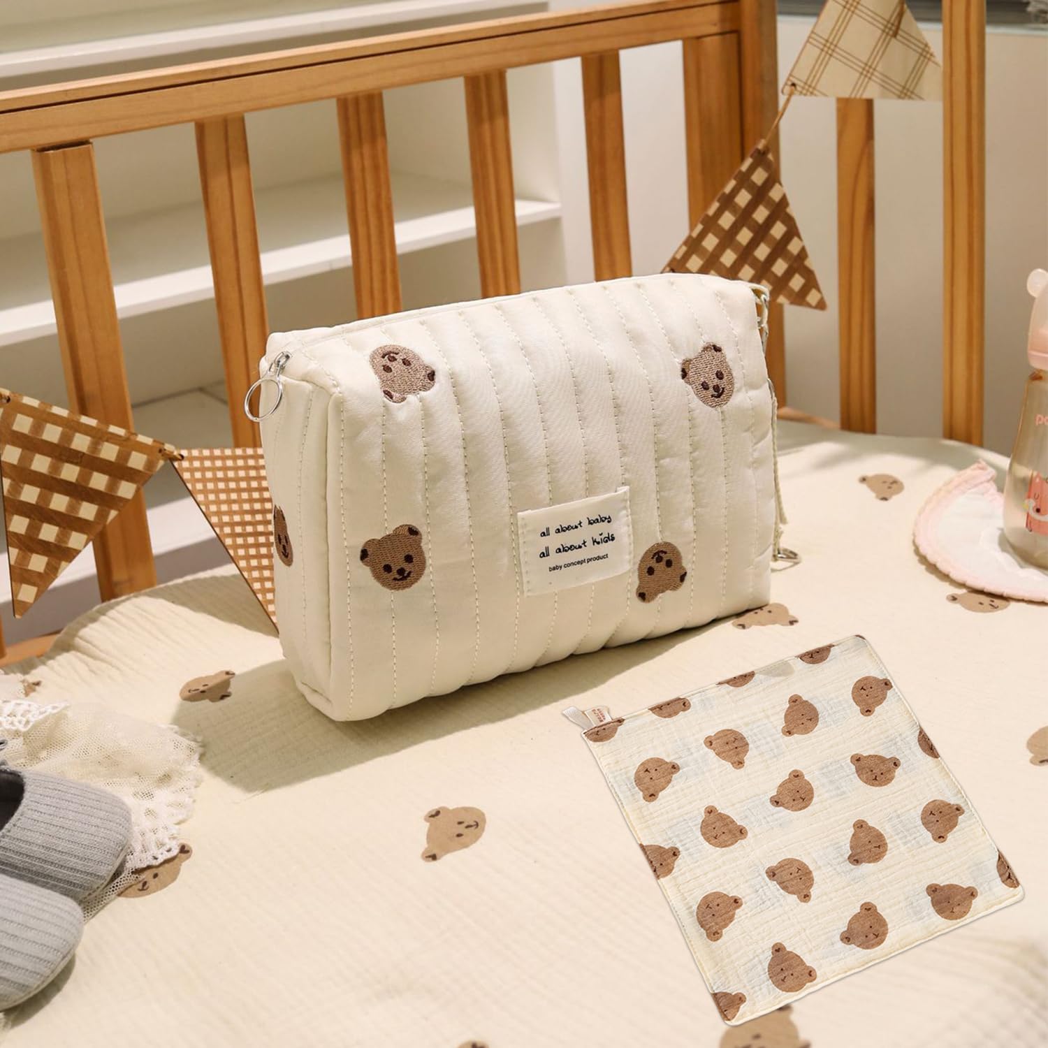 OODJVN 1 Stroller Bag, 1 Cotton Towel, Portable Diaper Storage Bag, Newborn Face Towel, Baby Travel Supplies - Image 4