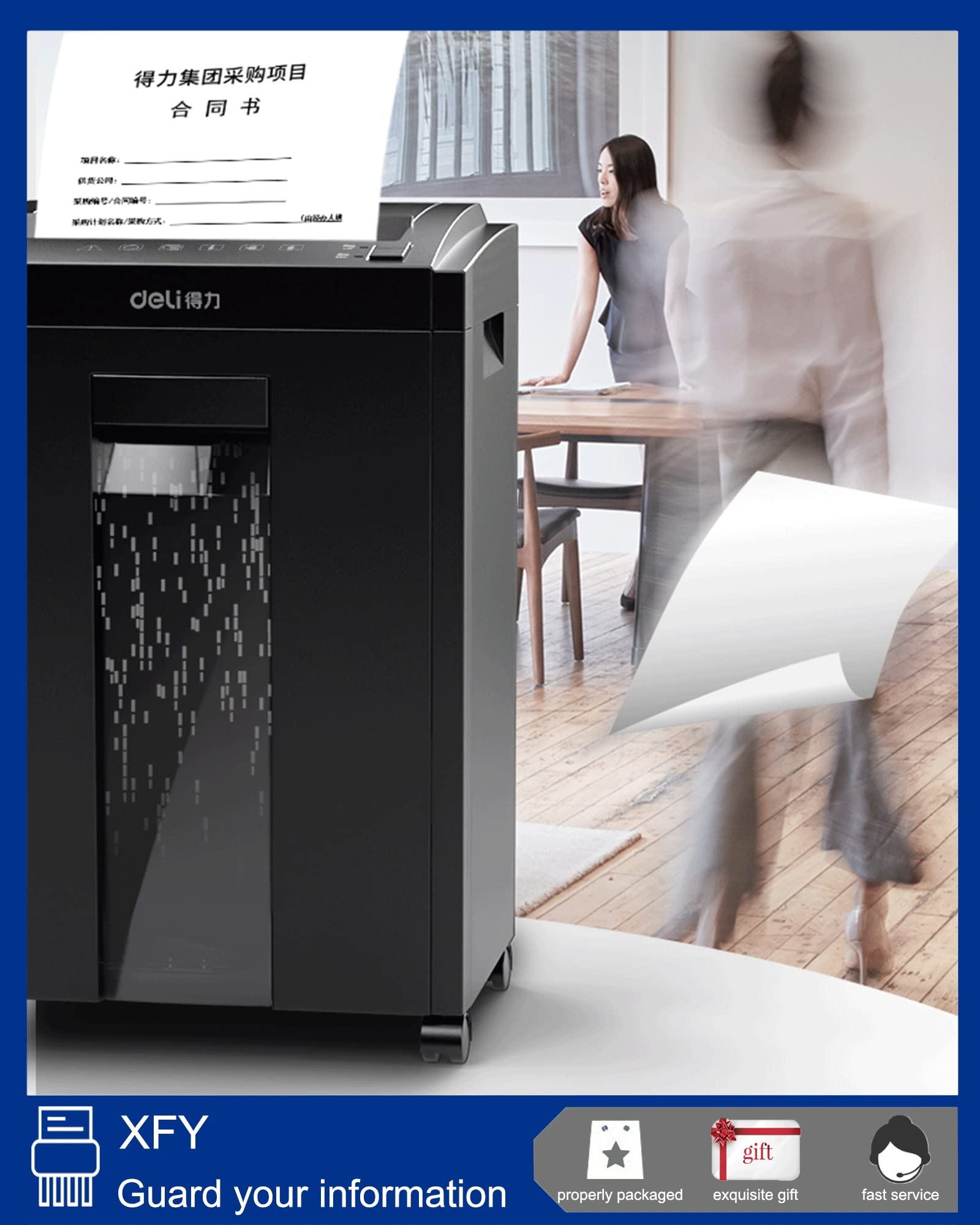 Profesjonalna niszczarka do papieru w paski 23L, niszczarka komercyjna P5, niszczarka do papieru z cięciem krzyżowym 8 arkuszy, przenośna niszczarka do papieru z oknem perspektywicznym, niszczarki p
