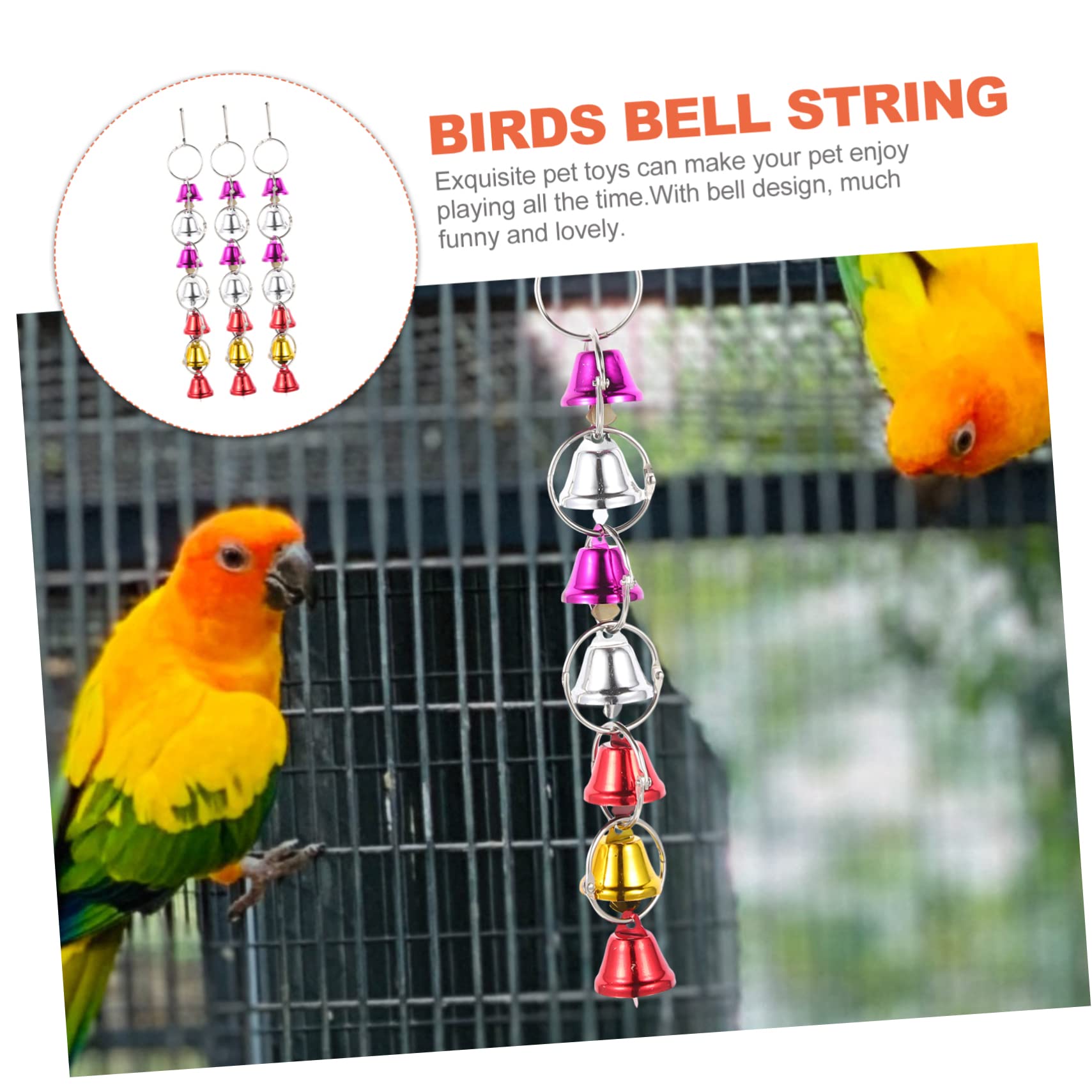 DOITOOL Papageien-Glockenspielzeug – 6 Bunte Glocken Für Vögel Zum Aufhängen Im Käfig