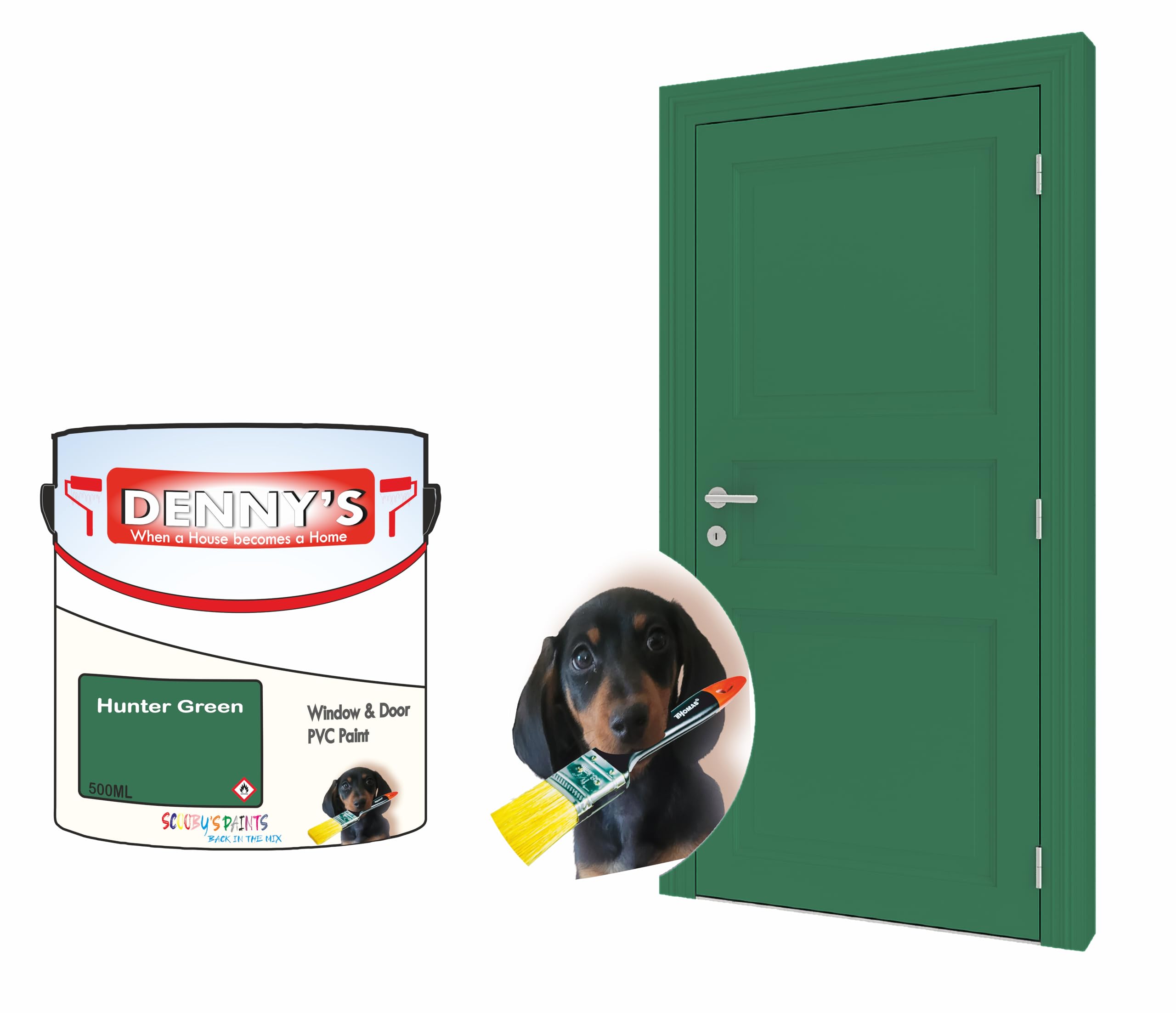Window & Door PVC/UPVC Paint, 500ml, Available in Matte Gloss Sation Finish Metallic Colours and Solids (Hunter Green)