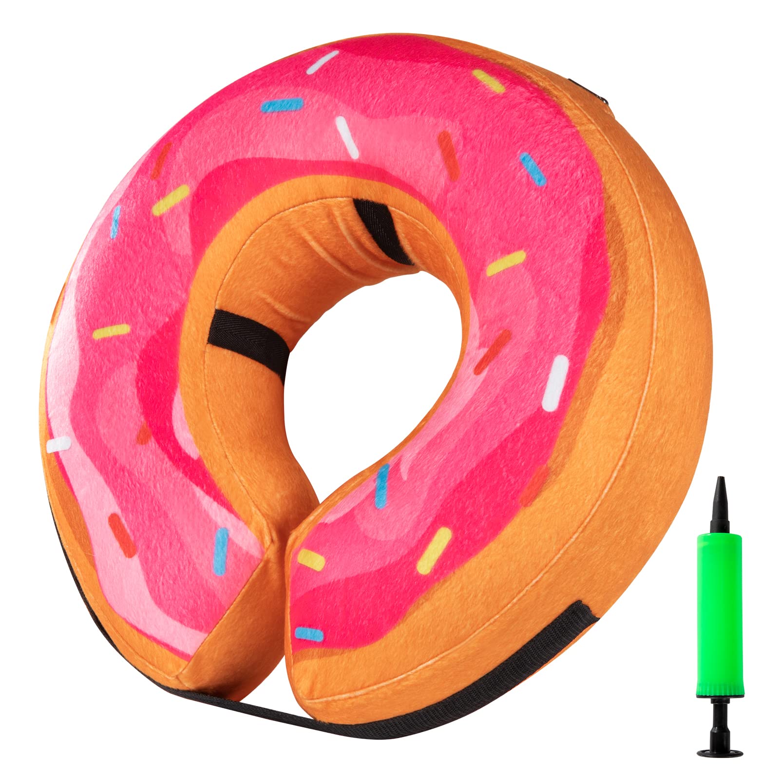 Grand Line Donut Inflatable Collar for Dogs and Cats, Soft Recovery Dog Cone After Surgery, Protective Pet Neck Cone for Small, Medium, Large Dogs, Not Block Vision (Pink, M)