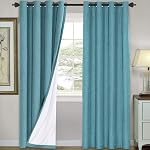 H.VERSAILTEX 100% Blackout Curtains Linen Textured Blackout Curtains for Bedroom Full Light Blocking Thermal Insulated Curtain Panels 84 Inches Long Energy Saving with White Liner, 2 Panels, Ivory
