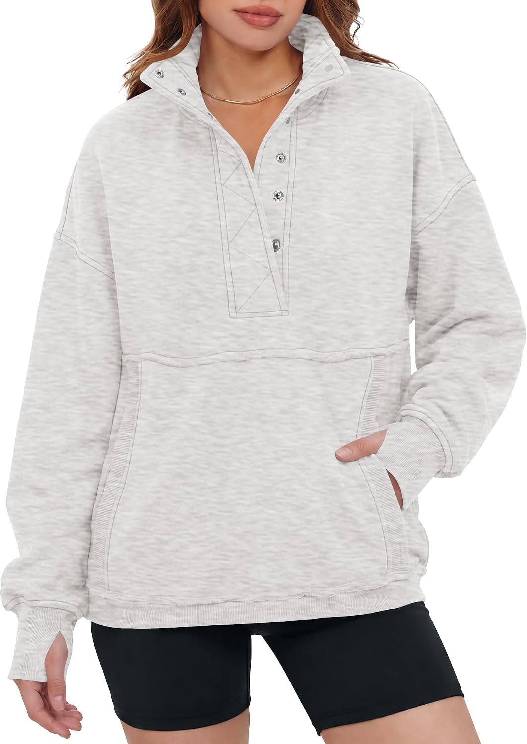 Gacaky Womens Oversized Sweatshirts Mock Neck Henley Pullover Fall Outfits