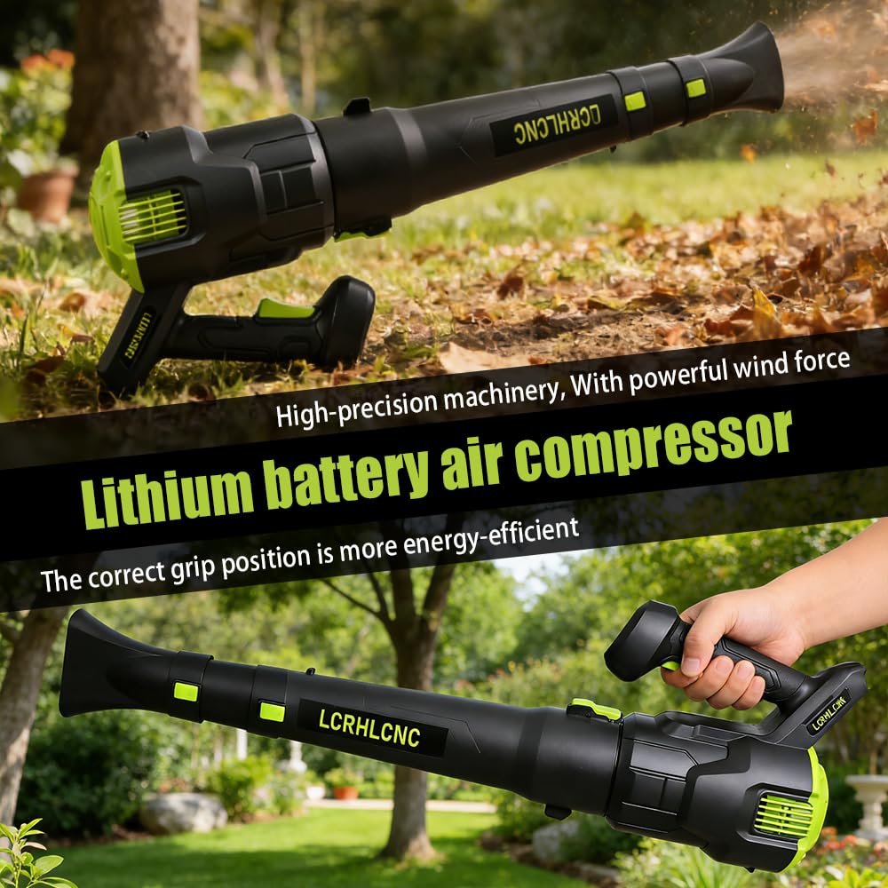 Soplador de hojas inalámbrico de 21 V con velocidad de viento de 340 CFM y 53 m/s, soplador de viento eléctrico de 3 velocidades para patio, potente para limpiar hojas húmedas, patio, garaje, limpieza