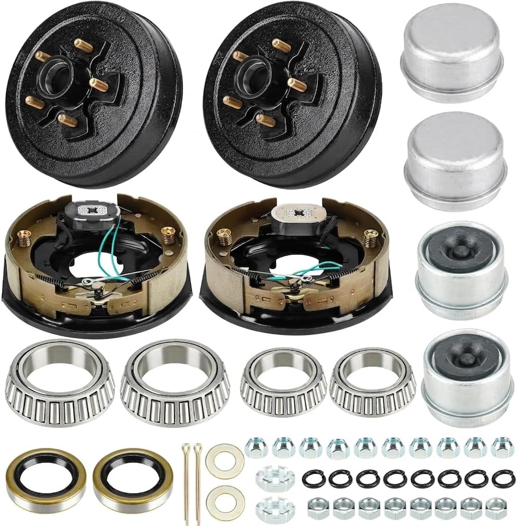 Trailer Axle Electric Brake Kit 5 on 4.5" Bolt Circle, 10" x 2-1/4" Self-Adjusting Brake Drum Assembly for 3500 lb Axles, Compatible with Hub Kit for Dexter RVs