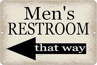 Men's Restroom Metal Sign – 8x12 Inch Bathroom Decor with Left Arrow – Durable Aluminum for Home, Pool, Wedding, or Restaurant Use