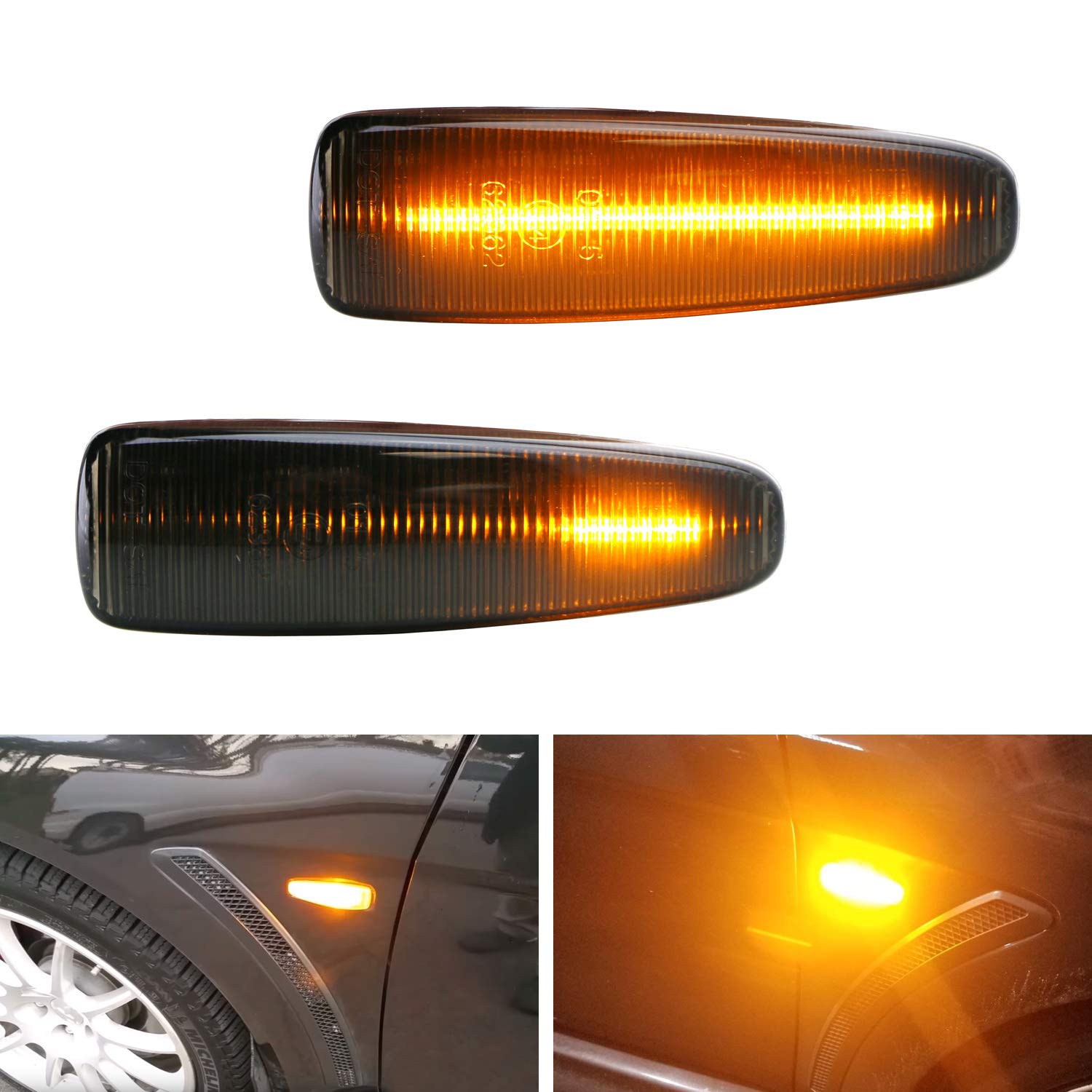 Buy iJDMTOY Smoked Sequential Blink Amber LED Side Marker Light