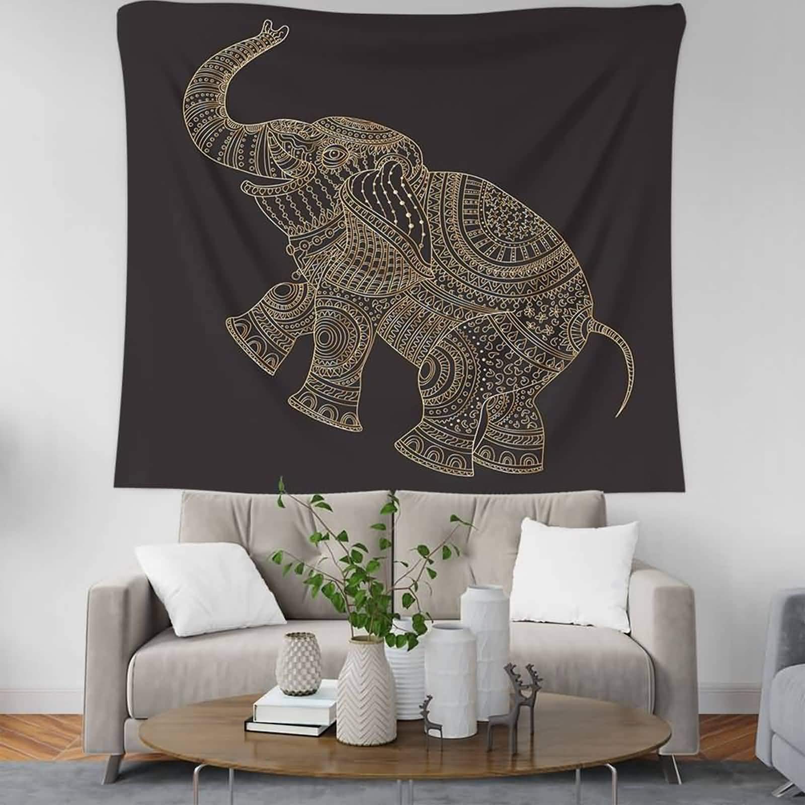 Tapisserie murale éléphant mandala décoration salon tenture de style 3