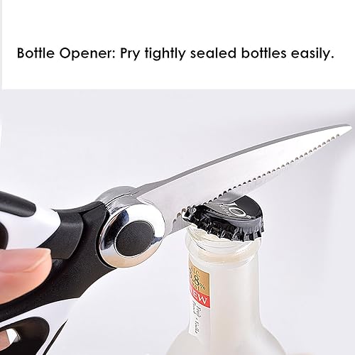 Miniatura 4 de Tijeras de cocina profesionales 3NNN de acero inoxidable ultra afiladas y resistentes para carnes, verduras, raspador de escamas de pescado,