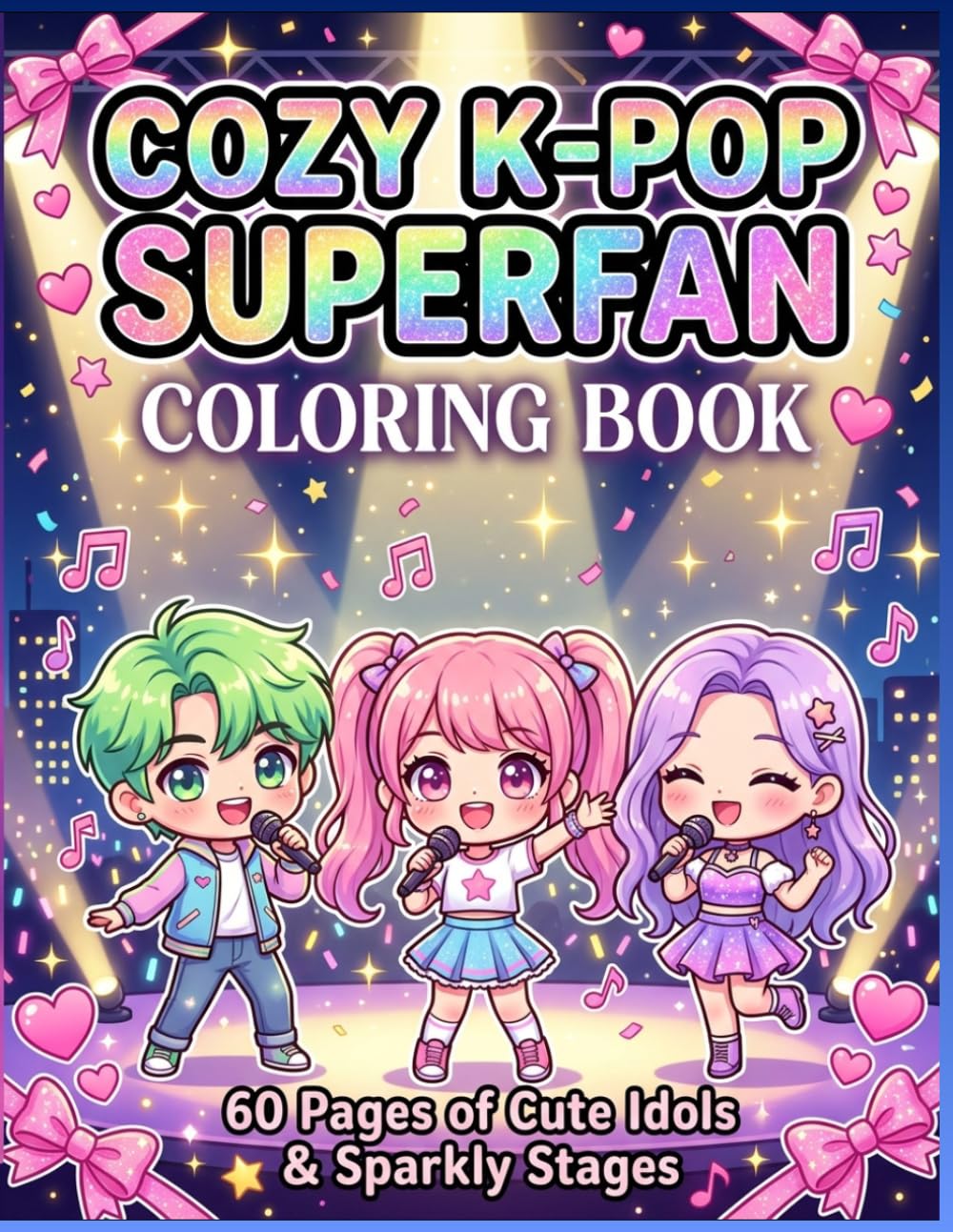 cozy k pop superfan coloring book: relax and color your favorite k pop world cute idols, sparkling stages, fashion moments and cozy fan vibes