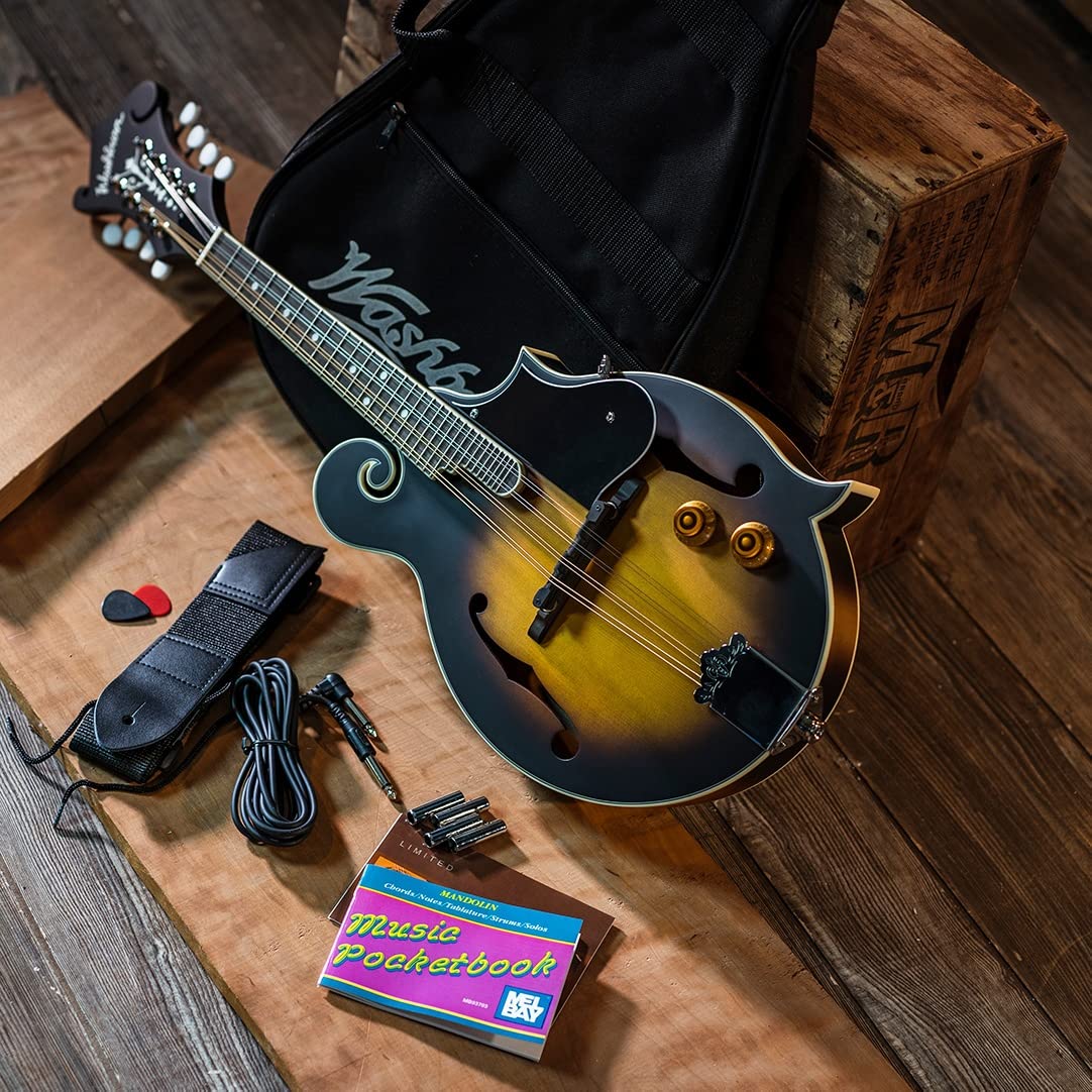 Washburn Americana Series, 8-String Mandolin, Right, Sunburst (M3EK-A) - Image 9