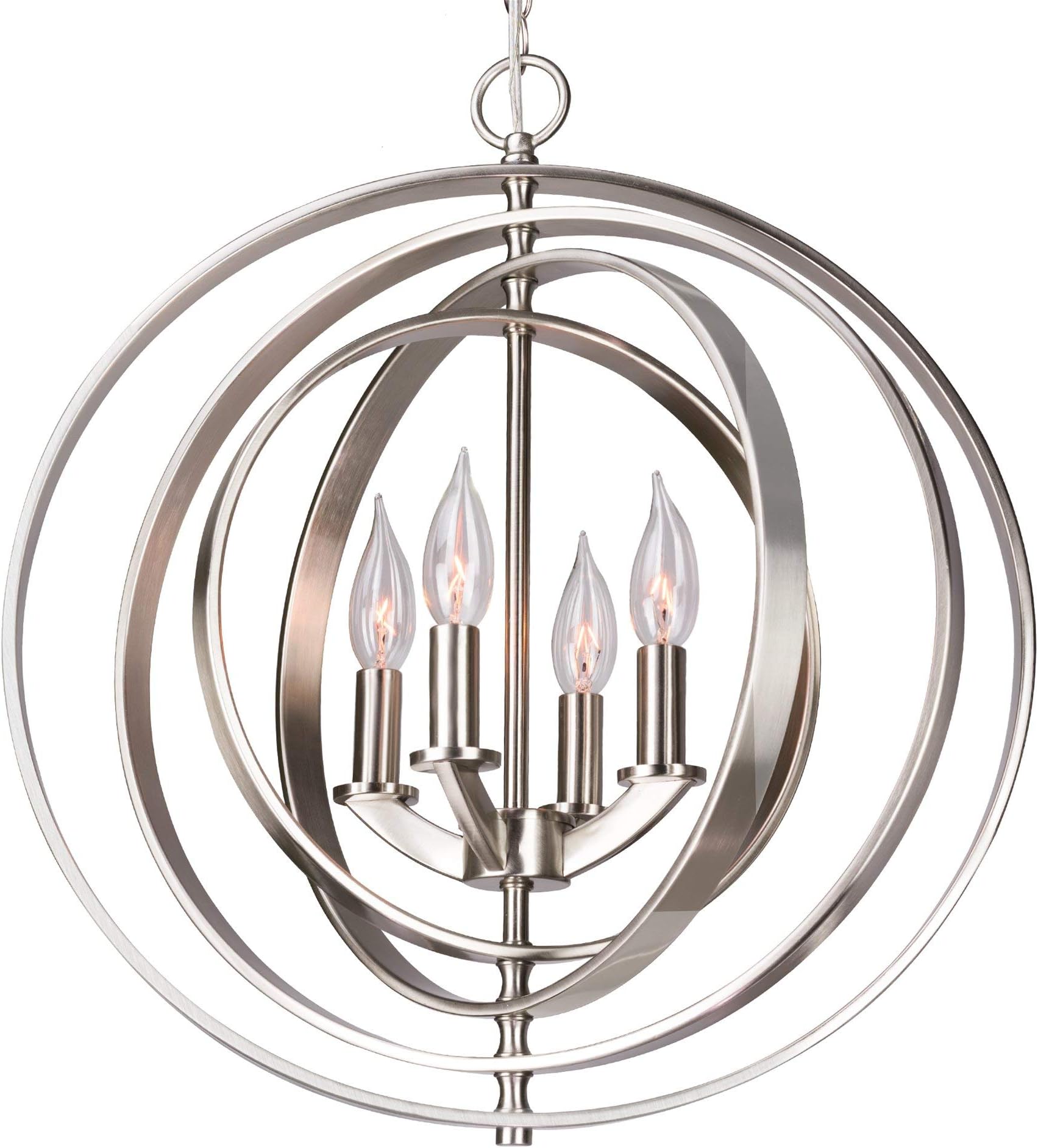 Kira Home Orbits 21" 4-Light Modern Sphere/Orb Chandelier, Brushed Nickel Finish