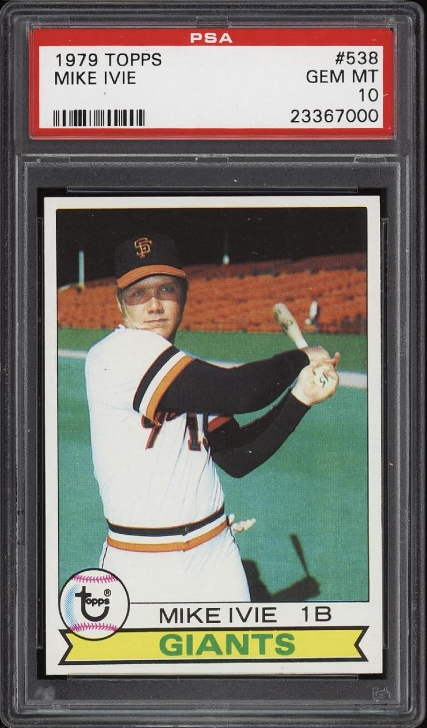 1979 Topps #538 Mike Ivie - Giants - PSA 10-23367000 - Pop 5 - Baseball Card - Slabbed Baseball Cards