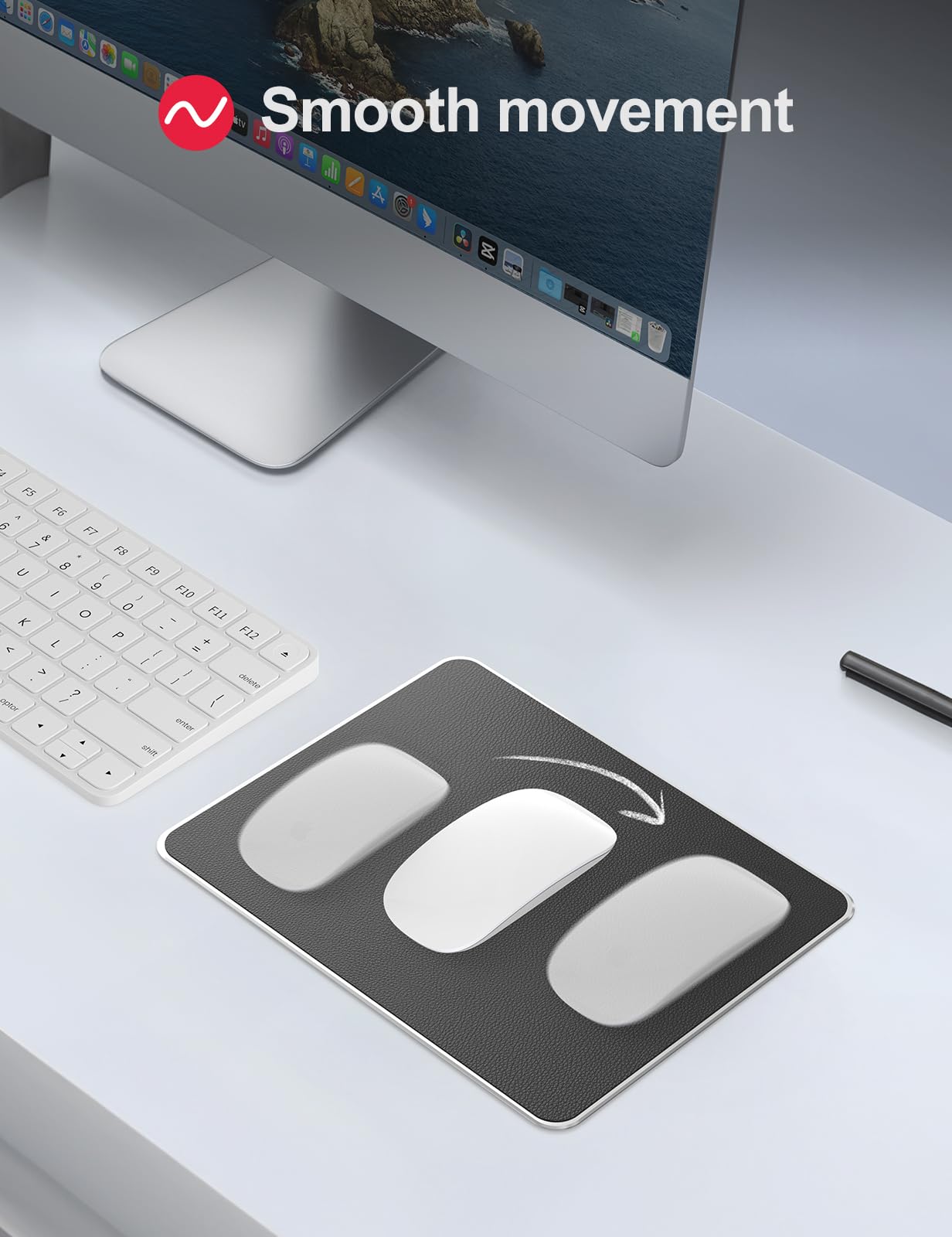 VAYDEER sztywna podkładka pod mysz Mac design gładka i ultra cienka, metalowa aluminiowa podkładka pod mysz, szybka i precyzyjna kontrola do gier, biurka (mała, czarna, 23x18 cm) | Dwustronna, sztywna powierzchnia ze stabilną podstawą do biura, nauki lub