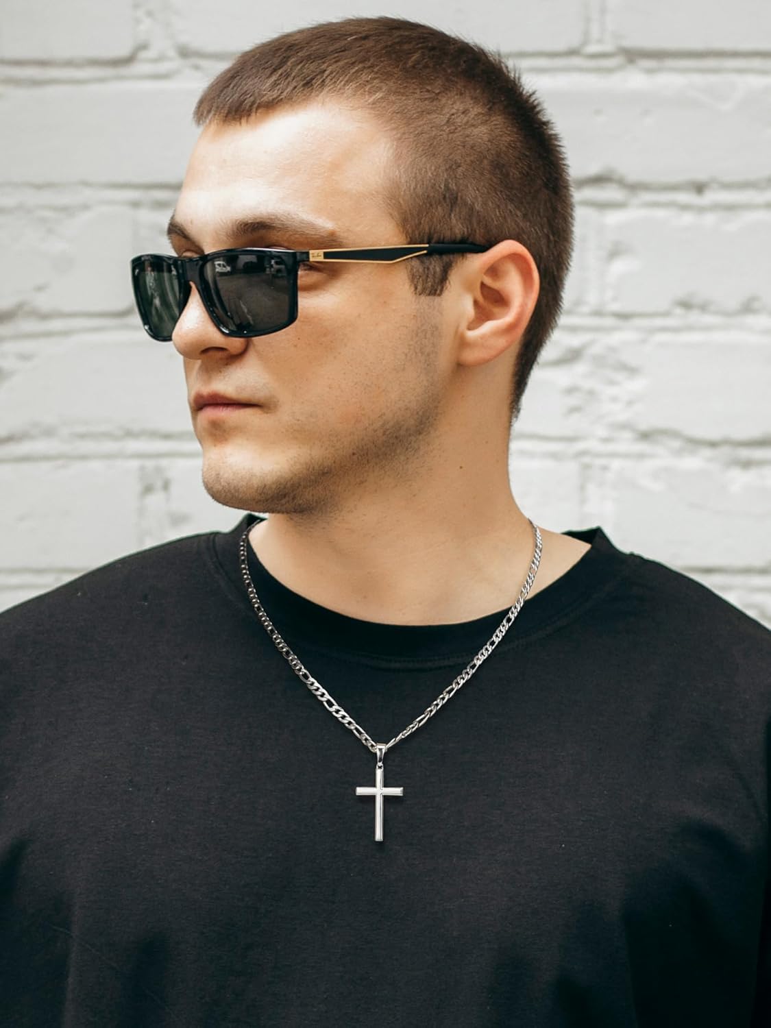 SWEETV 18K Gold Over 925 Sterling Silver Cross Necklace for Men/Women, Stainless Steel Cuban/Rope Chain Cross Pendant 18-24 inch, Religious Jewelry Gifts for Men - Image 5