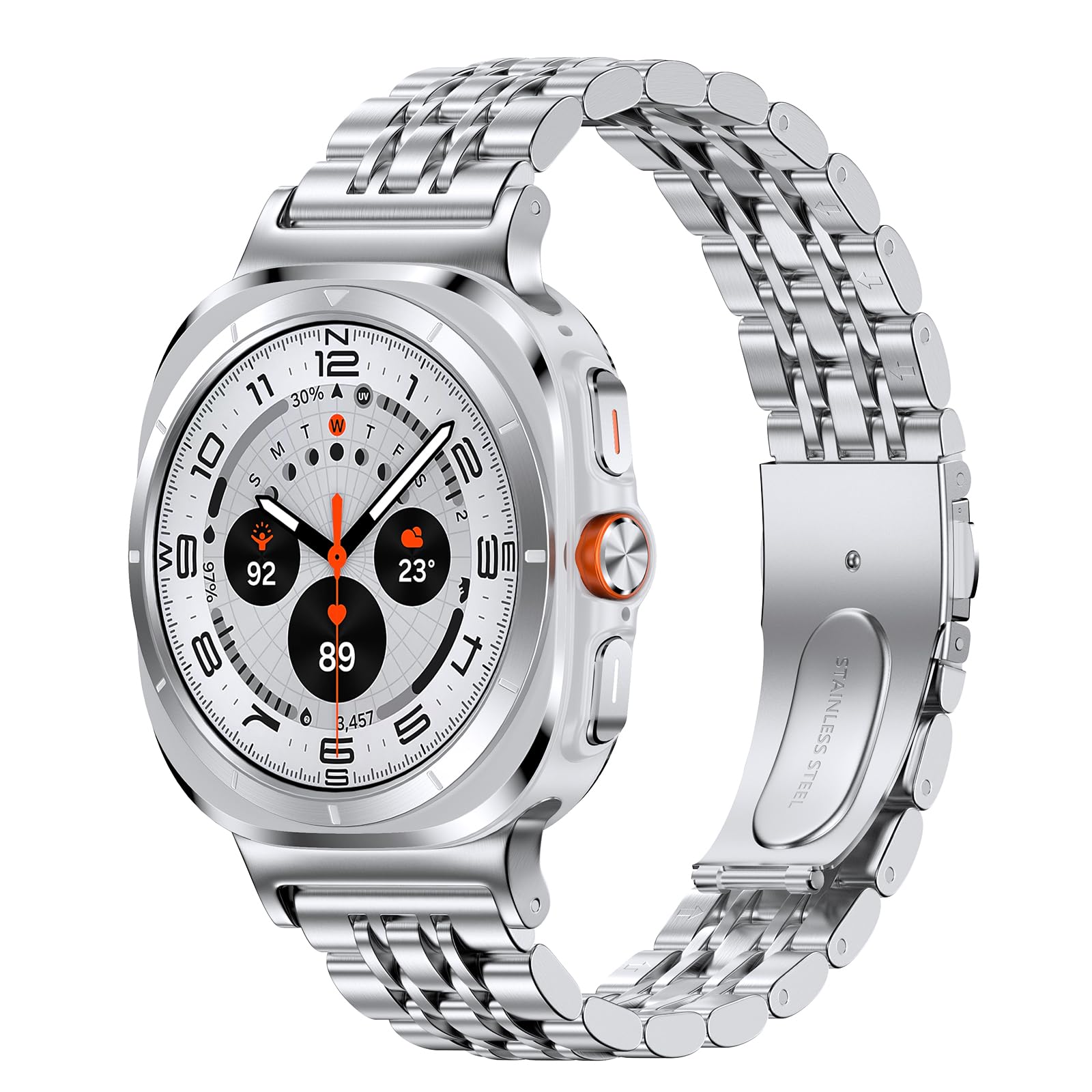 Stainless Steel Band Compatible with Galaxy Watch Ultra Bands 47mm (2024),No Gap Business Metal Replacement Strap for Samsung Galaxy Watch 7 Ultra 47mm Men(Light Silver, Galaxy Watch Ultra 47mm)