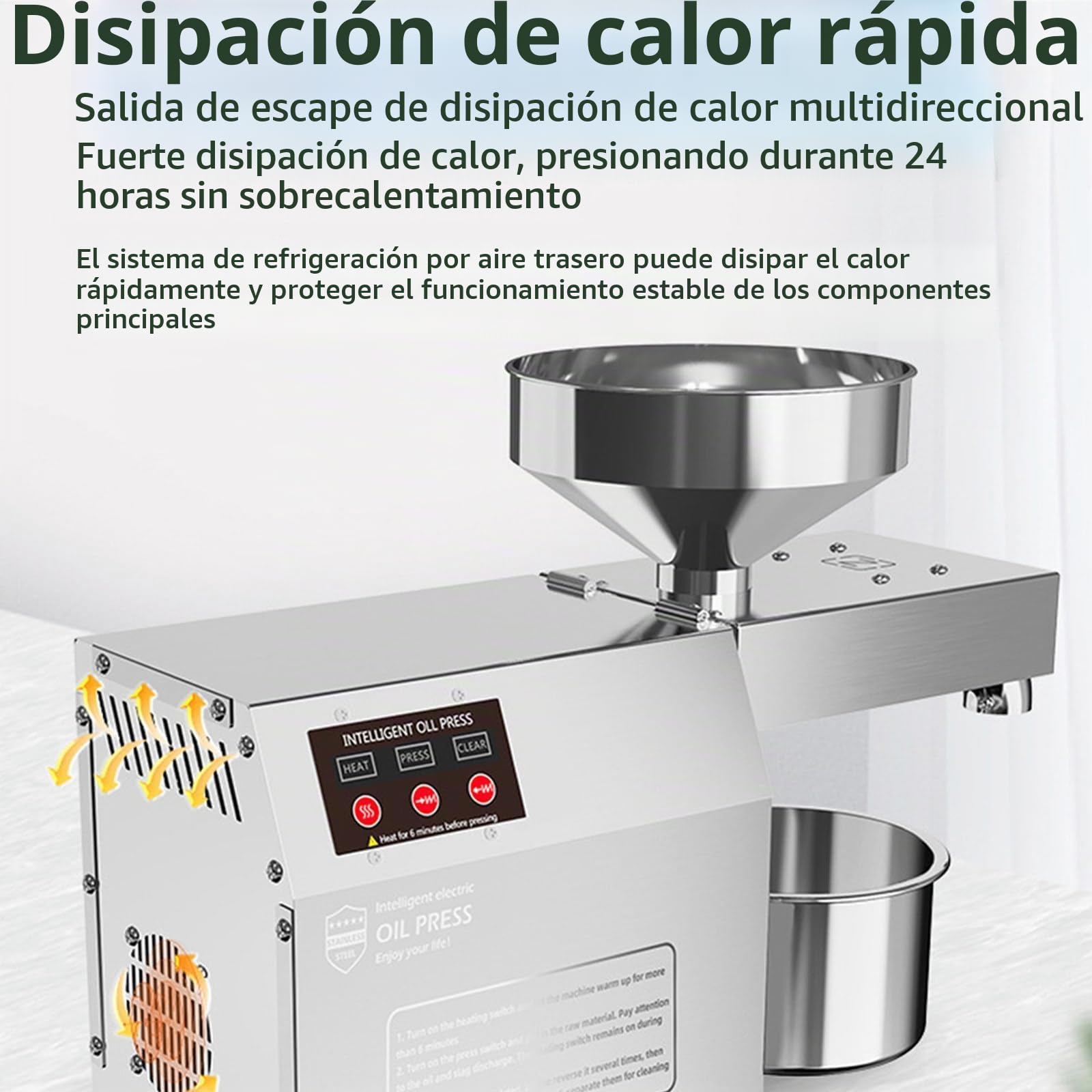 LTSRLL Máquina automática Prensa Aceite 800W-1500W, Prensa en frío/Caliente, Temperatura y Controlador Pantalla táctil, 3-6kg/h, Acero Inoxidable, para maní, Girasol, Lino, Aguacate, sésamo