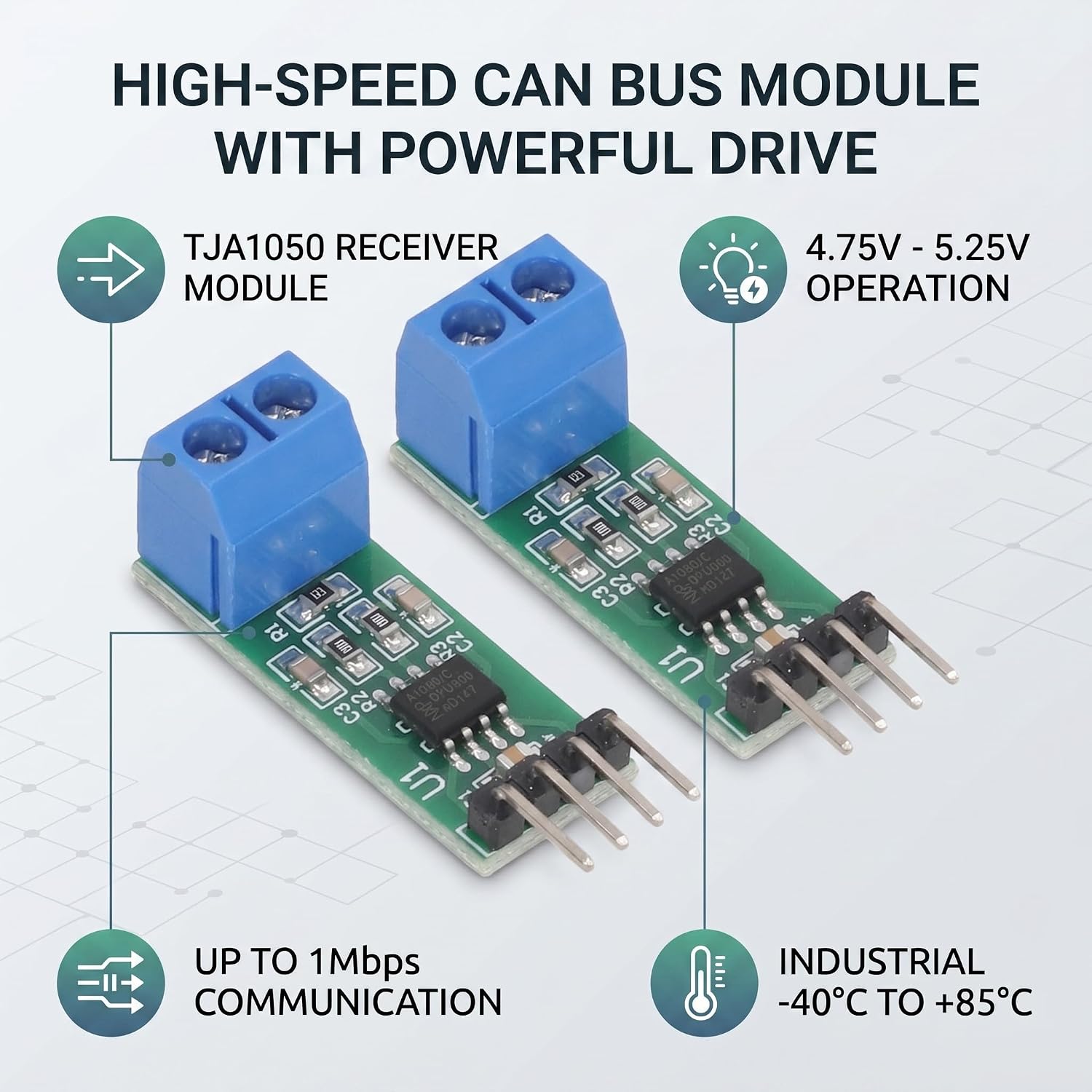 CAN Bus Transceiver Module TJA1050 High Speed Reliable Controller Development Board for Projects 2Pcs Industrial Grade Kit