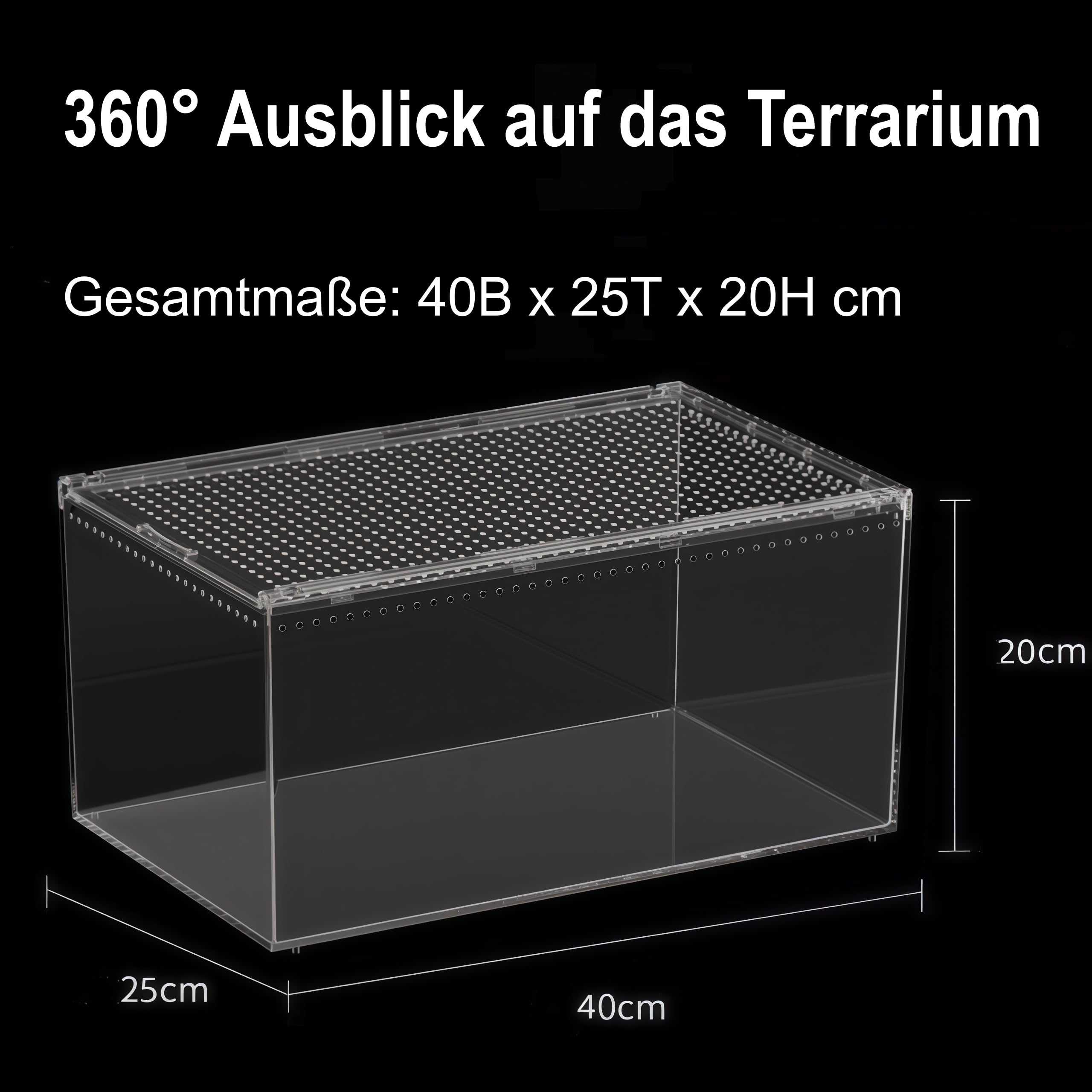 Reptilien Terrarium Box Magnetisches Acryl heimchenbox Terrarium stapelbares Reptil Fütterungsbox für Spinnen Skorpion Käfer Gehörnter Frosch