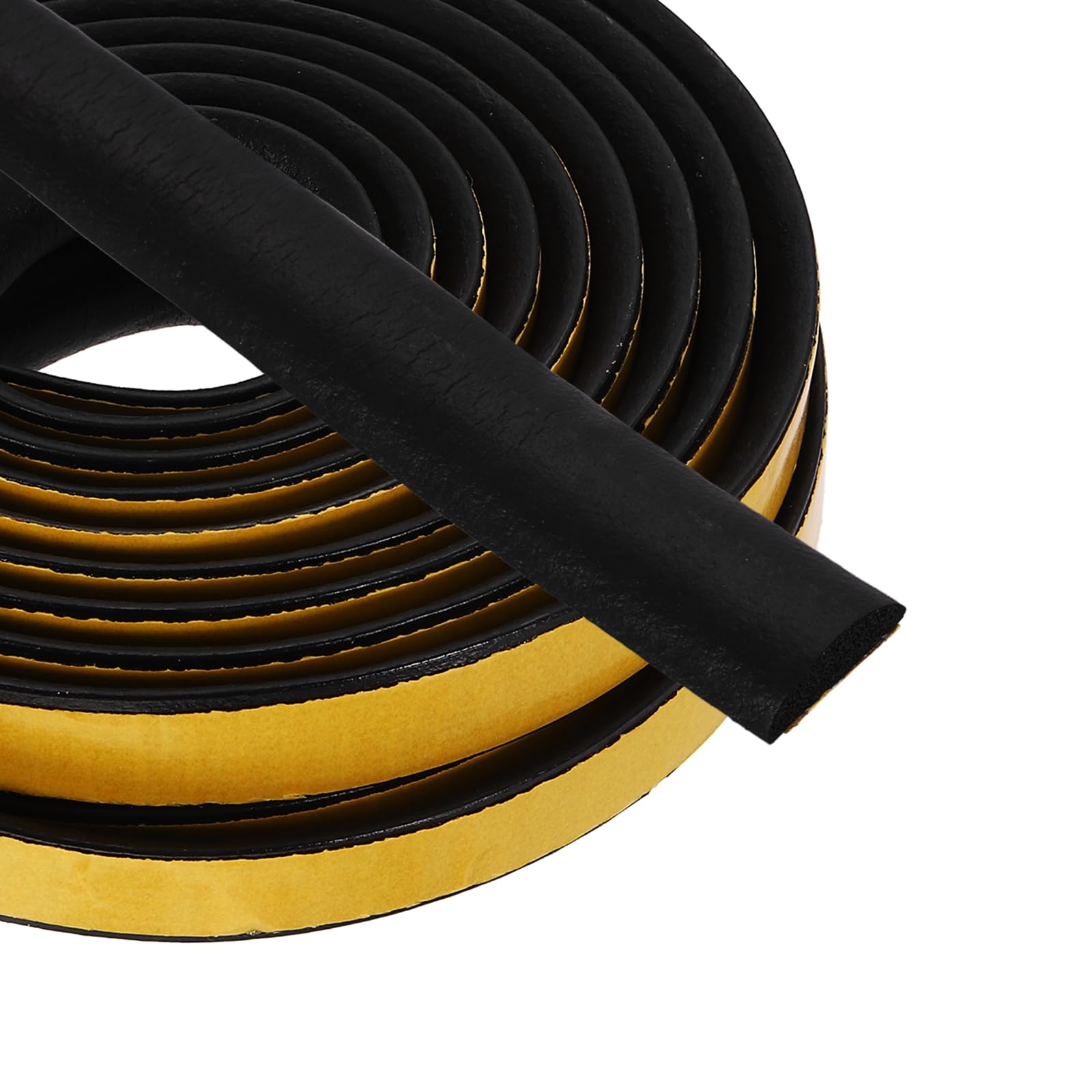 PATIKIL 5 Meters Solid Rubber Weather Stripping, 15mm W x 5mm H Self Adhesive D Shape EPDM Rubber Seal Strip Gasket for Door Frame Window Insulation RVs Furniture Cabinets, Black