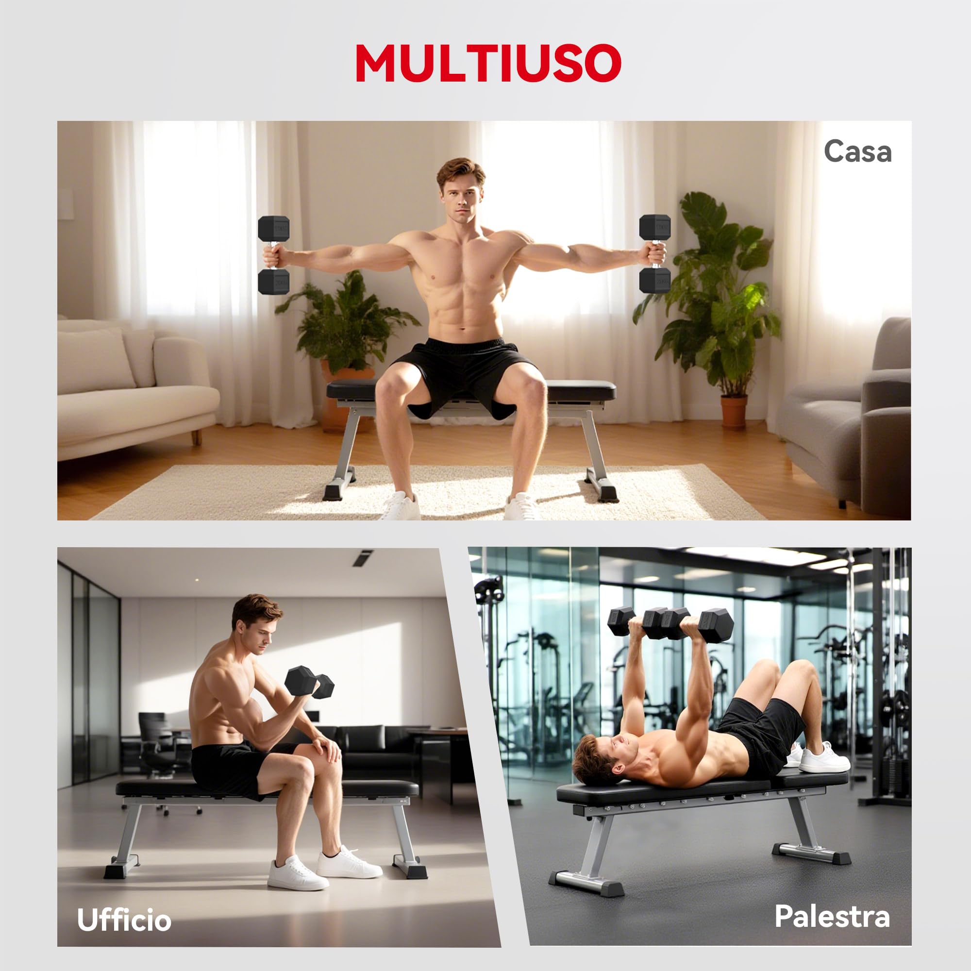 HOMCOM Manubrio da 12.5/15/20 kg Esagonale Singolo, Peso per Palestra con Impugnatura Zigrinata Antiscivolo, Nero