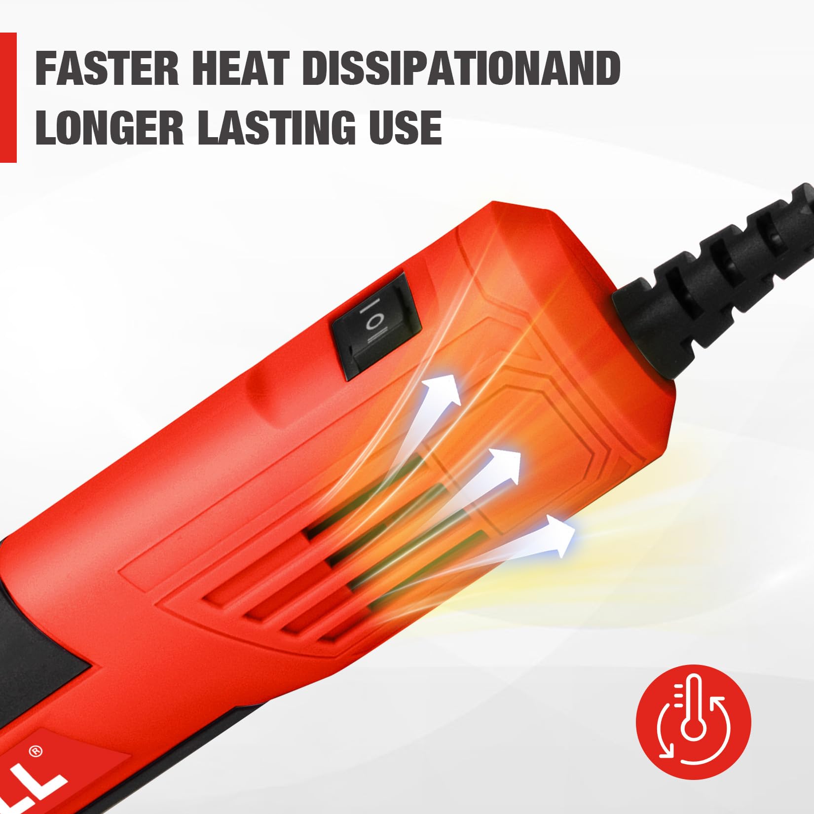 SHALL Mini pistolet thermique, pistolet à air chaud portable avec buse réflectrice et support pliable, 230 °C/400 °C, pour travaux manuels, film rétractable et séchage de l'encre