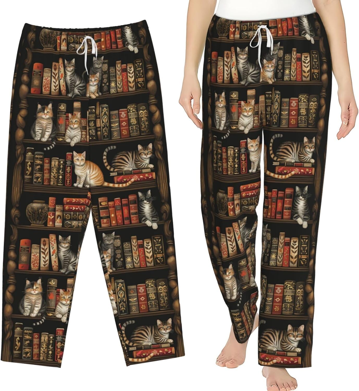 Delerain Women's Pajama Pants With Pockets, Casual Loose Lounge Pants Drawstring Elastic Waist Wide Leg Pjs Bottoms for Women - Image 2