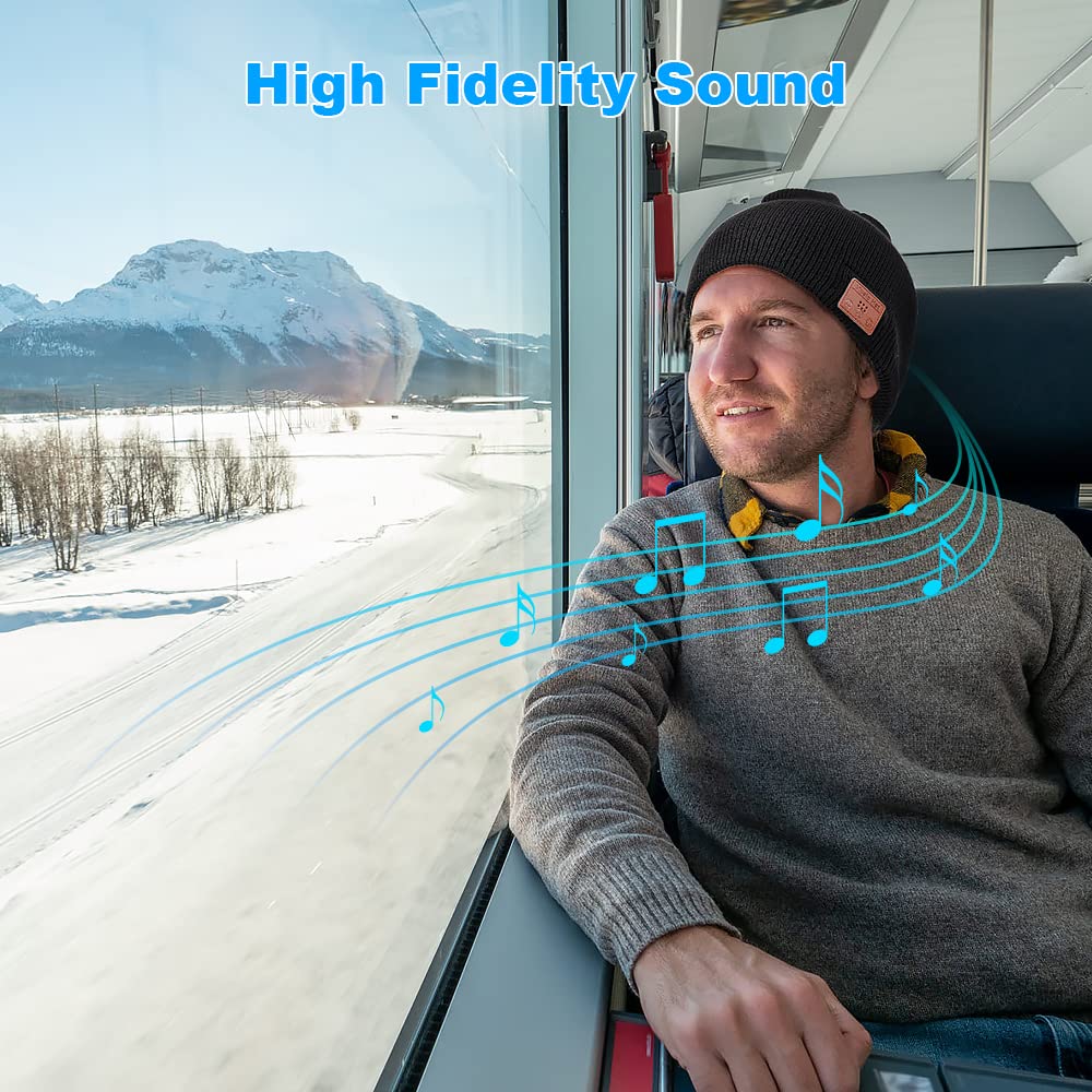 flintronic Berretto Bluetooth Regalo, Berretto Cappello Invernali, Berretto Uomo Donna Invernali, Cappello Bluetooth Regali Natale, Berretto Musicale, Berretto Uomo in Maglia per Sci Running Ciclismo