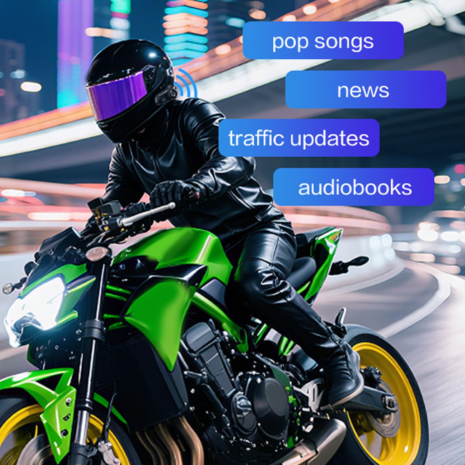 Interfono Bluetooth per Casco Moto, Cuffie Bluetooth con Cancellazione del Rumore CVC, IP67, for Guida in Moto