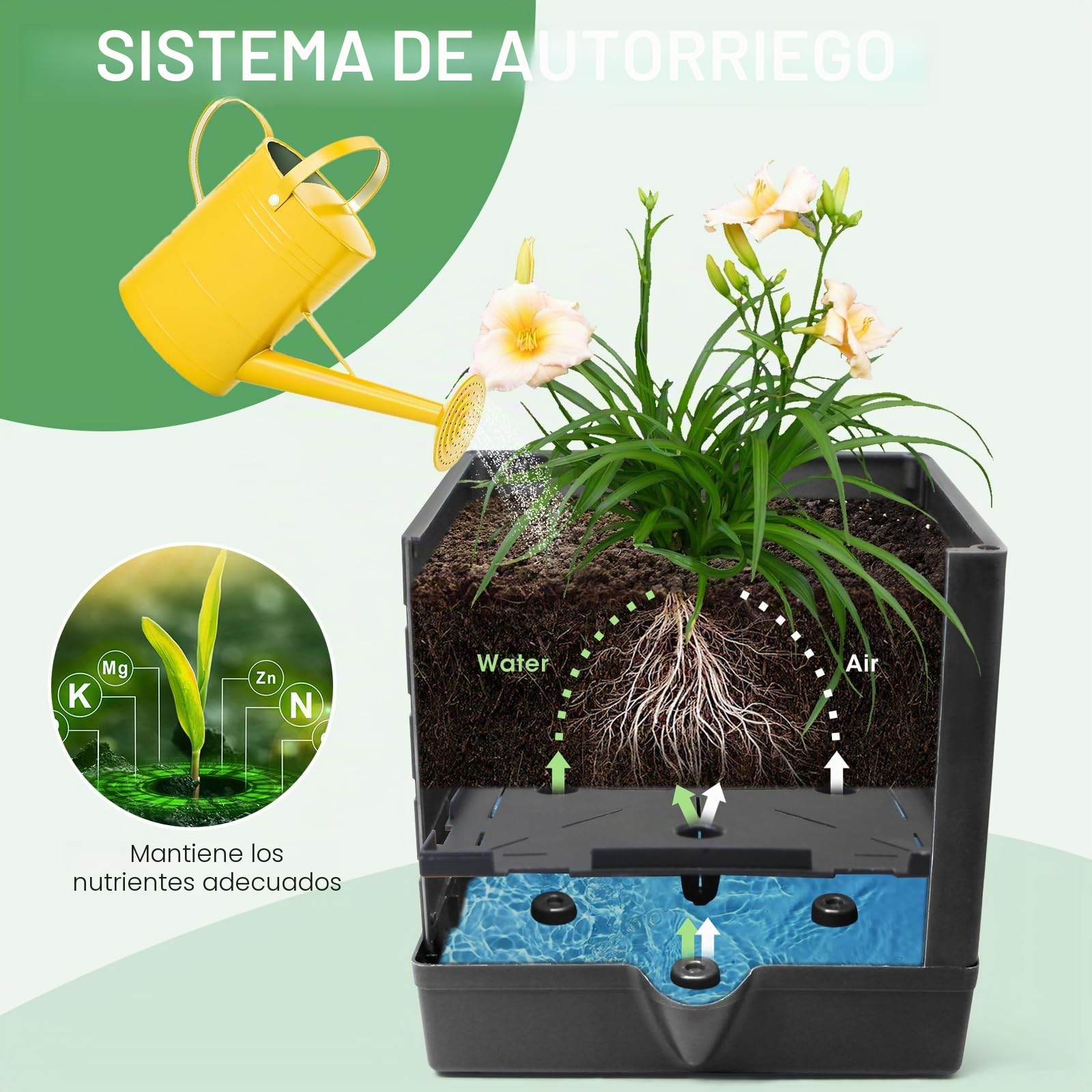 MQUPIN Paquete de 1 Camas de jardín elevadas,145cm Cama de jardín elevada con Enrejado para trepar Vegetales y Plantas, macetas de riego automático al Aire Libre, Soporte Ajustable para Vid
