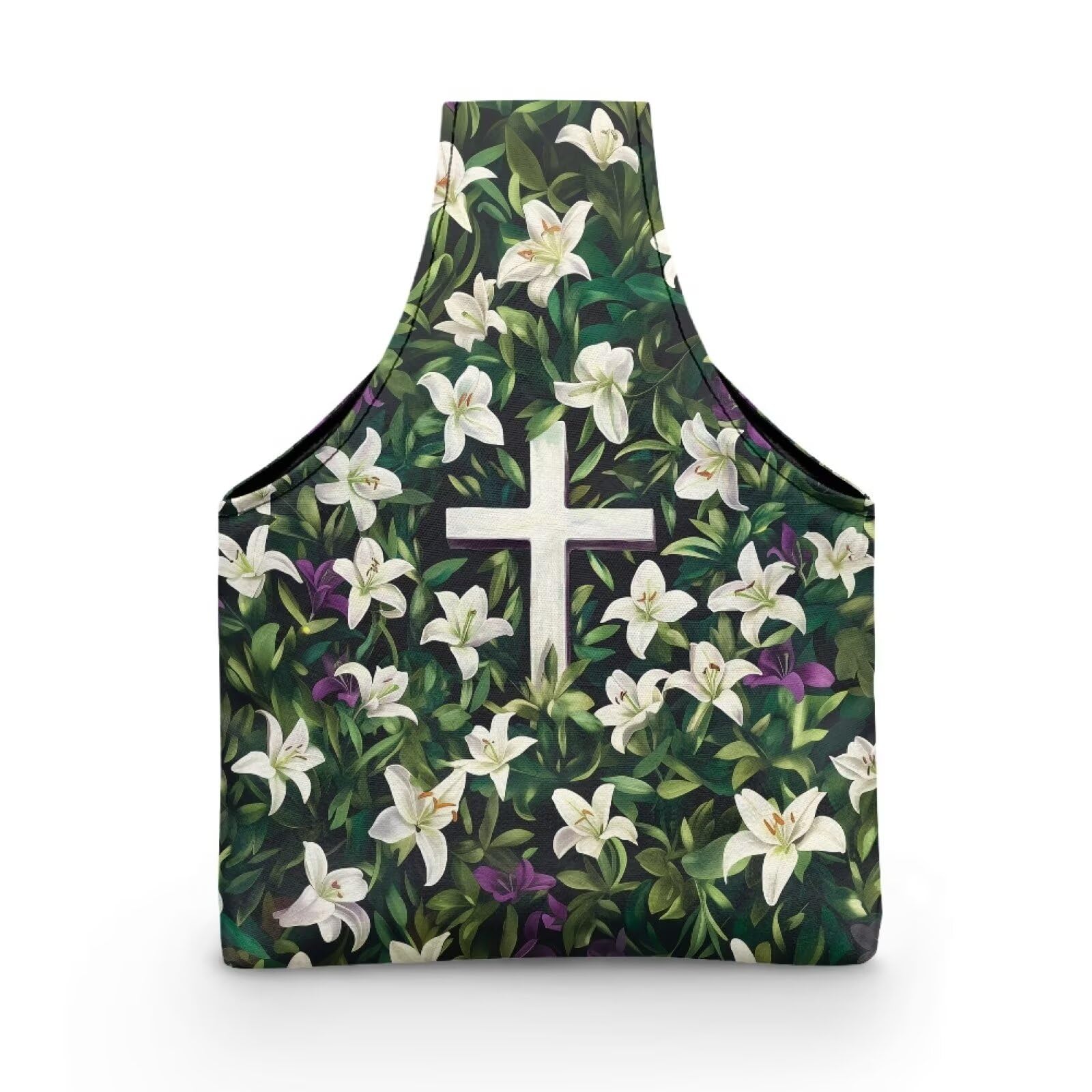 Qehuruxo Crochet Bag Crochet Bag Organizer Needlework Tool Storage Bag Waterproof Vest Handbag Suitable for Knitting Lover Cross Lily