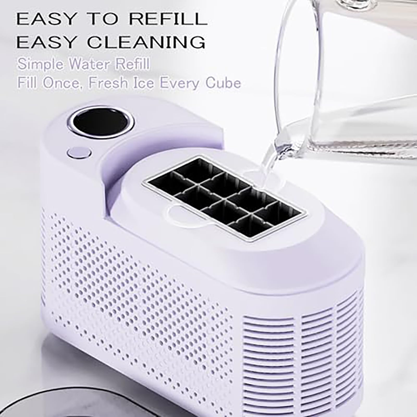 Máquina de Hielo Portátil de 120W, Mini Máquina de Hielo de Escritorio, 8 Cubos en 10-15 Minutos, Diseño Compacto para Encimera Ideal para Acampadas, Eventos Deportivos, Uso al Aire L white_8 squares