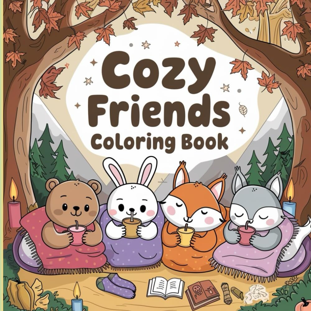 Cozy Friends & Coloring Book: A Heartwarming Collection of Cute Animals for Relaxation and Fun