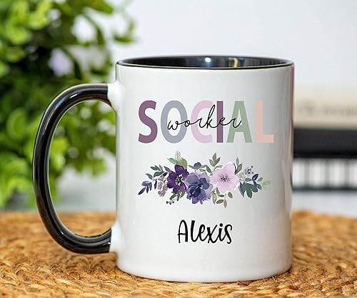 Taza personalizada para trabajador social, regalos para trabajador social para mujeres, taza de café para trabajador social, taza de café para