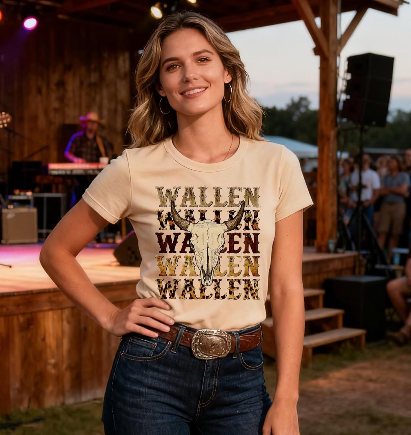 Retro Steer Skull Western T-Shirts Women Leopard Vintage Graphic Tees Country Concert Shirt Cowboy Short Sleeve Tops - Image 5