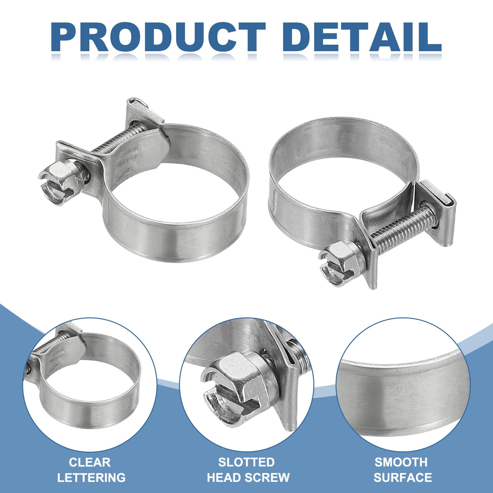 PATIKIL 5 Pcs 21-23mm Mini Fuel Injection Hose Clamps Stainless Steel Adjustable Clamp - Image 4