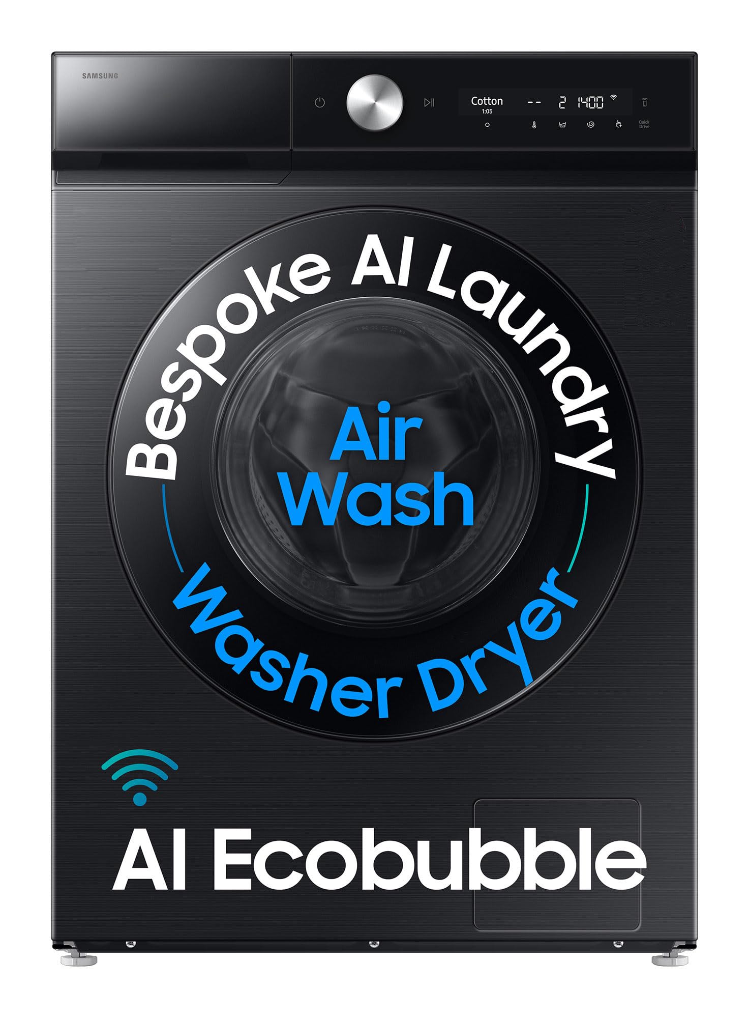 Samsung 12 kg, AI Control, Super Speed, Wi-Fi, Hygiene Steam with Inbuilt Heater, Digital Inverter, Fully-Automatic Front Load Washer Dryer (WD12FB8B94GBTL, Black)