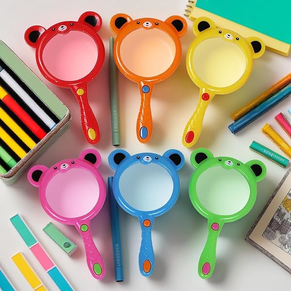Toy Magnifying Glass,6-Pieces Magnifier Tool - Small Kid Magnifier - for School Students Learning Home Science Outdoor Observation Party Favor - 3