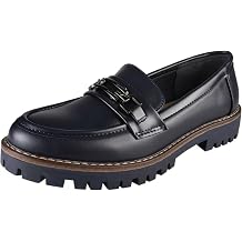 LoudLook Ladies Loafers Mules Shoes Comfy Slip On Office Outdoor Classic Faux Leather Round Toe Casual Chain Summer Shoes Sizes 3-8