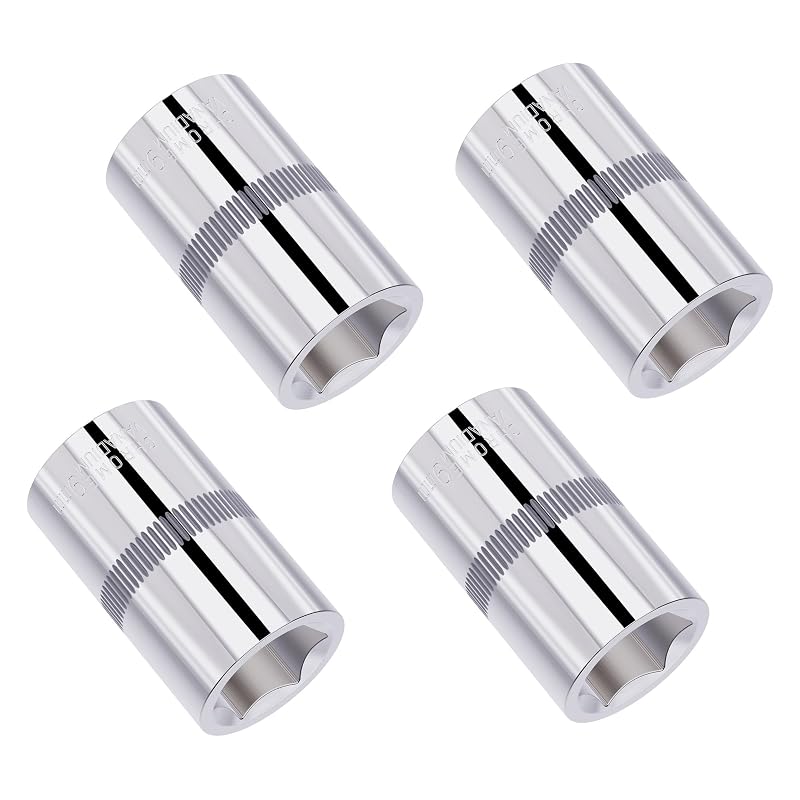Jogo de Soquetes 9 mm FOCMKEAS, Encaixe de 1/4 pol. (6,35 mm), 6 Pontos, Perfil Raso, 25 mm, 4 Peças