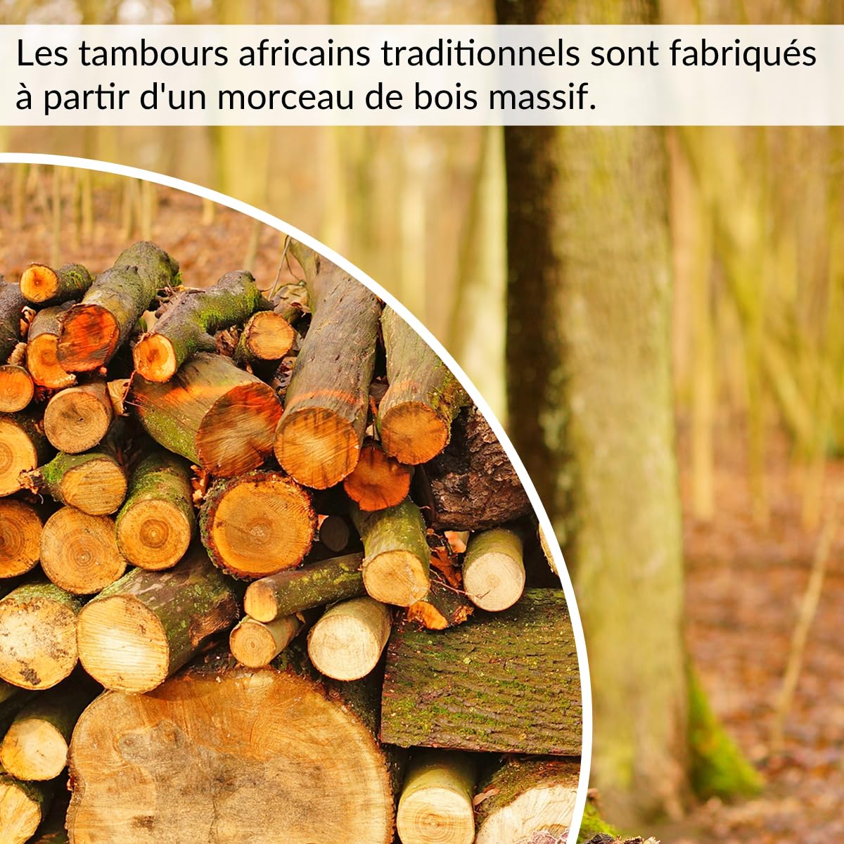 Djembe in Legno 60 cm – Tamburo Africano Artigianale con Pelle di Capra – Strumento di Percussione Bongo – Suono Forte e Chiaro