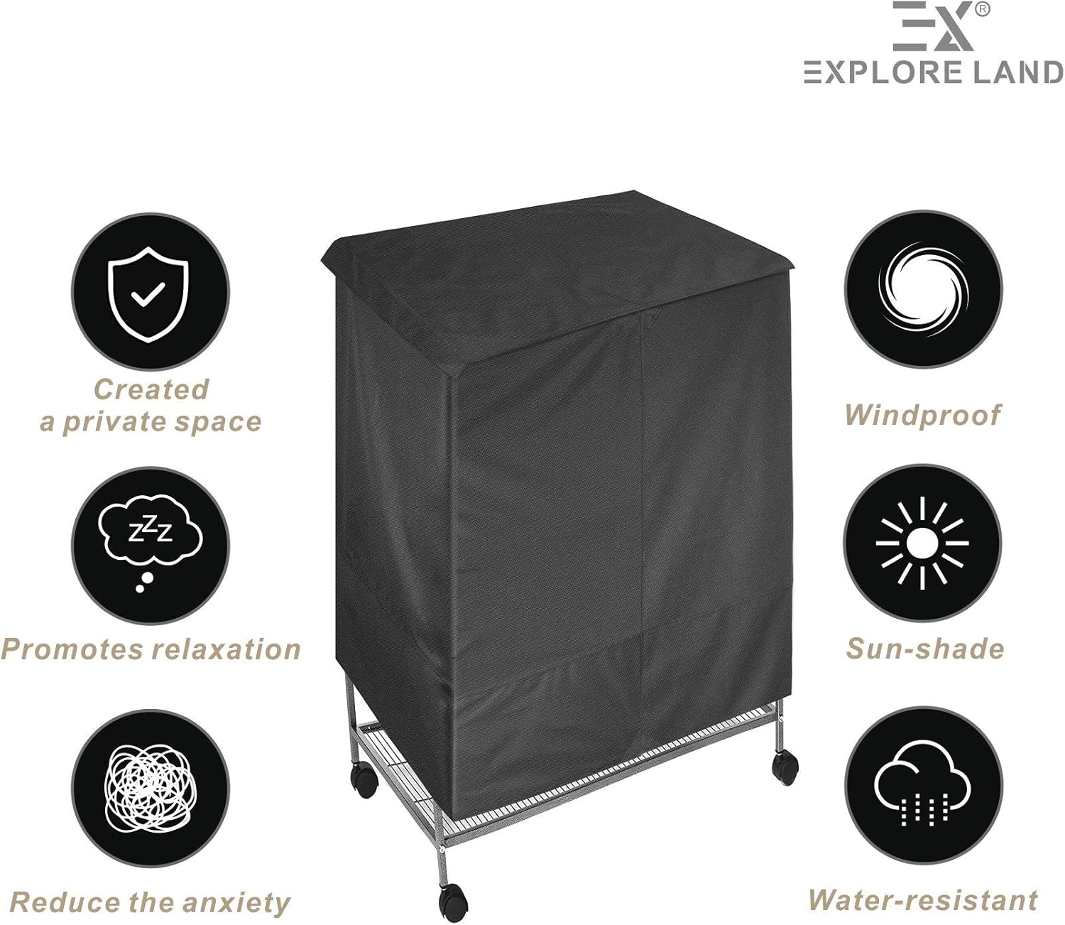Explore Land Pet Cage Cover with Removable Top Panel - Good Night Cover for Bird Critter Cat Cage to Small Animal Privacy & Comfort 01(Large, Black) : Pet Supplies