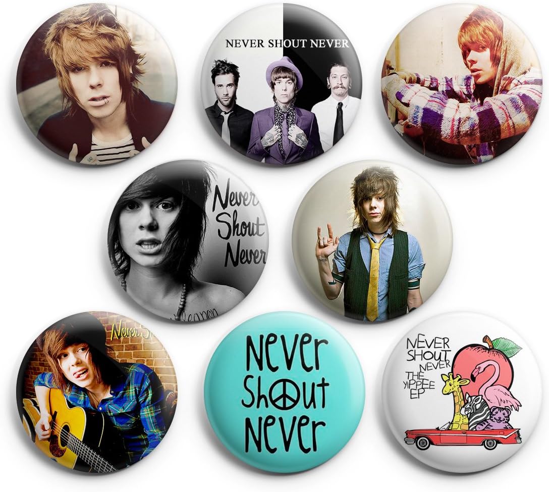 Never Shout Never Pinback Buttons 8Pcs 1.25 inch Best For Jacket,T-Shirts