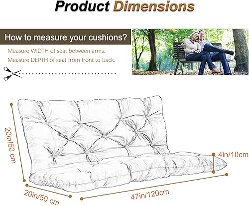 Miniatura 188 de Cojín de repuesto para columpio de 2-3 asientos, cojines de banco para exteriores con respaldo grueso de 4 pulgadas, muebles de patio, jardín, Flor