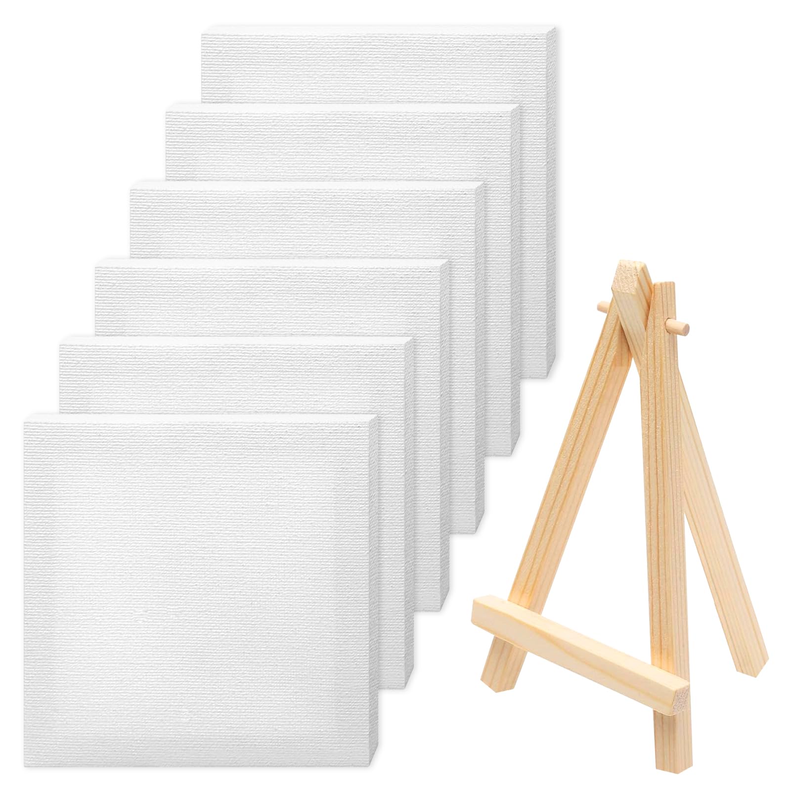 LTMMC 6PCS 10×10cm Mini Canvas with 1 Mini Easel, Canvas for Painting