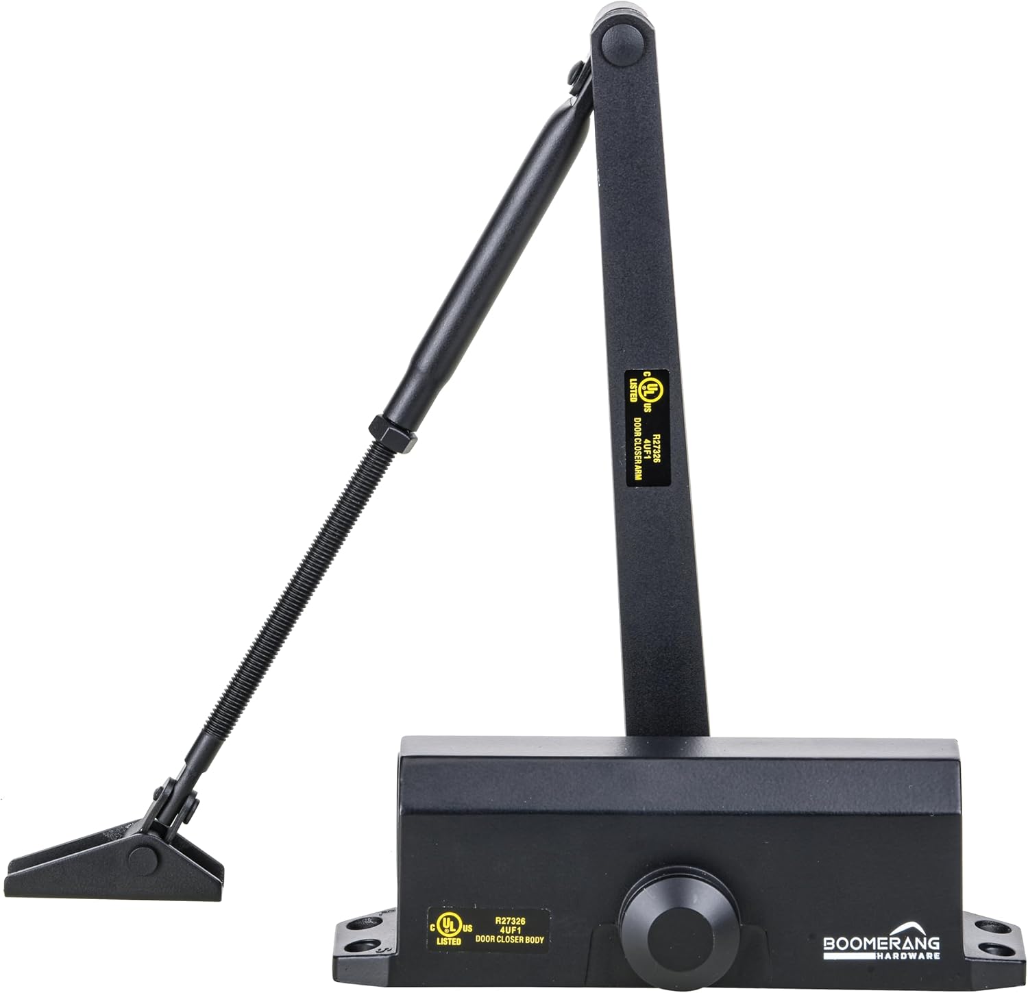 Boomerang Light/Medium Duty Residential & Light Commercial Auto Door Closer -D503 Surface Mounted, Cast Aluminum Closer, Adjustable Closing, Grade 2 & UL 3 Hour Fire Rated, Matte Black (US19)