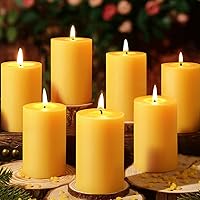 MAKALONE 12 Pack 100% Pure Beeswax Pillar Candles 2x3in - 384 Hours Long Burn, Dripless Smokeless, Air-Purifying for Home, Prayer, Emergency