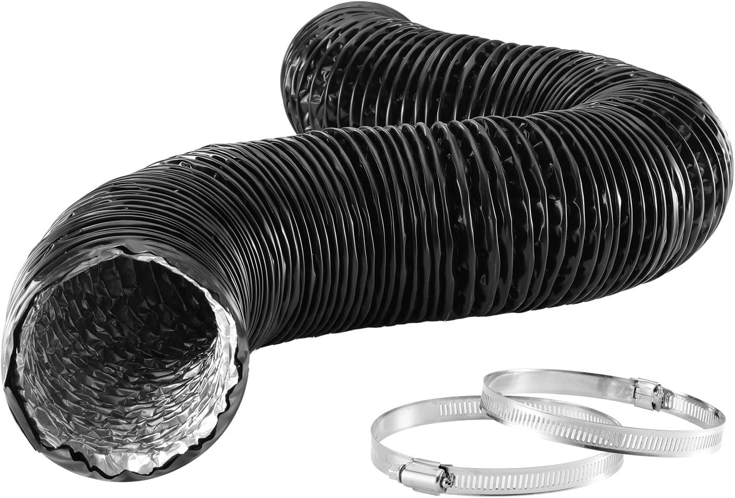 Dryer Vent Hose, 4'' Insulated Flexible Duct 16FT with 2 Duct Clamps, Heavy-Duty Three Layer Protection for HVAC Ventilation, Duct Fan Systems
